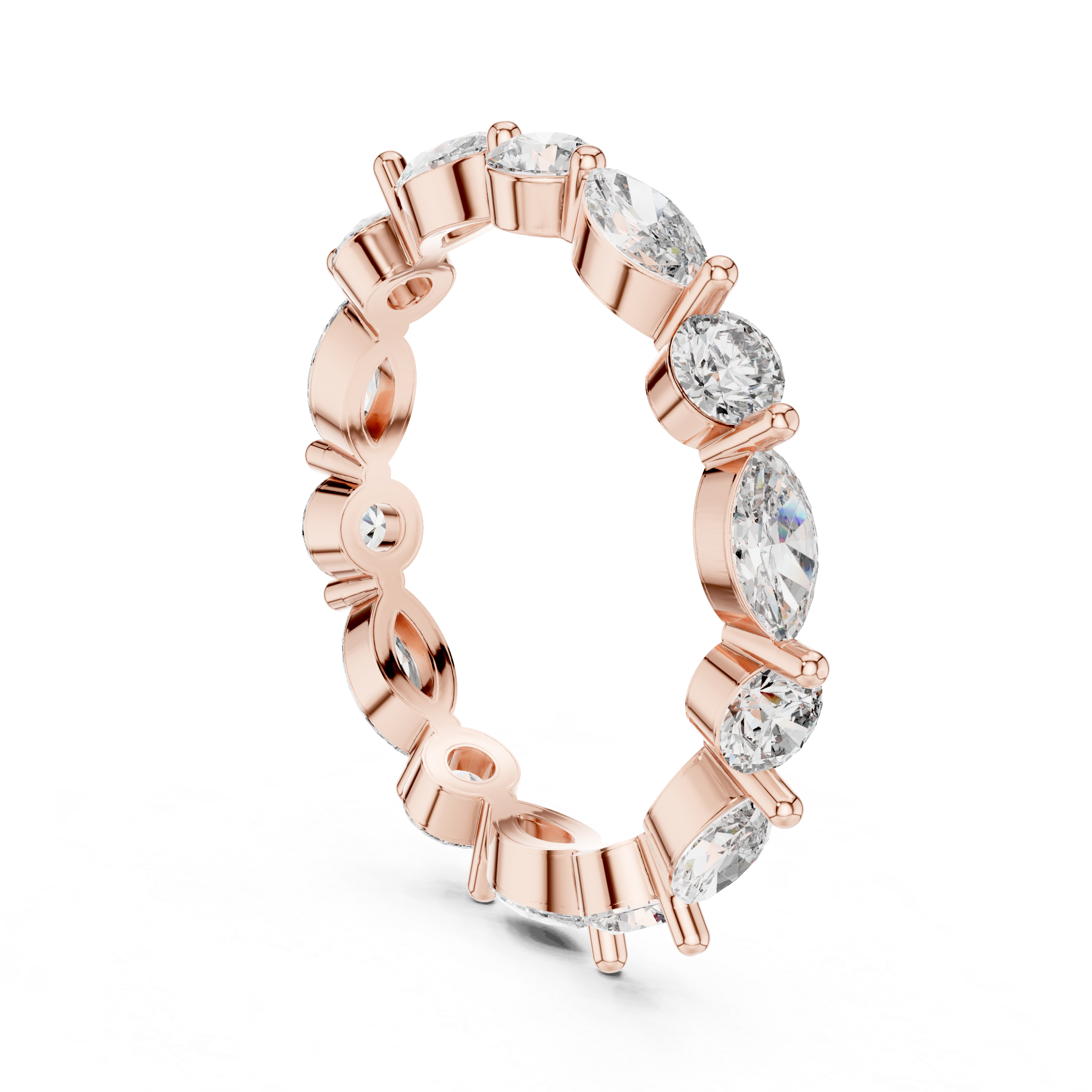 Round And Marquise Cut Brilliant Moissanite VVS1 Eternity Band