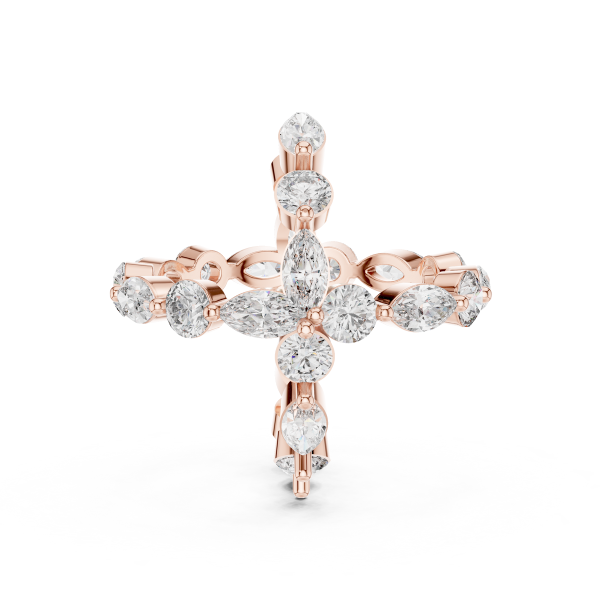 Round And Marquise Cut Brilliant Moissanite VVS1 Eternity Band