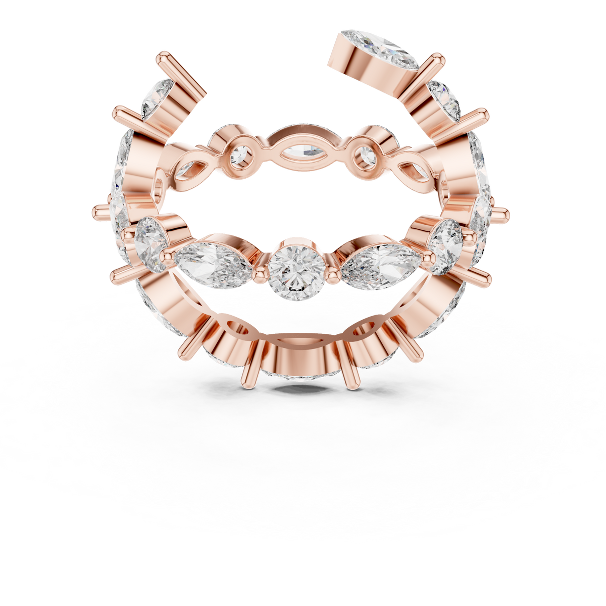 Round And Marquise Cut Brilliant Moissanite VVS1 Eternity Band
