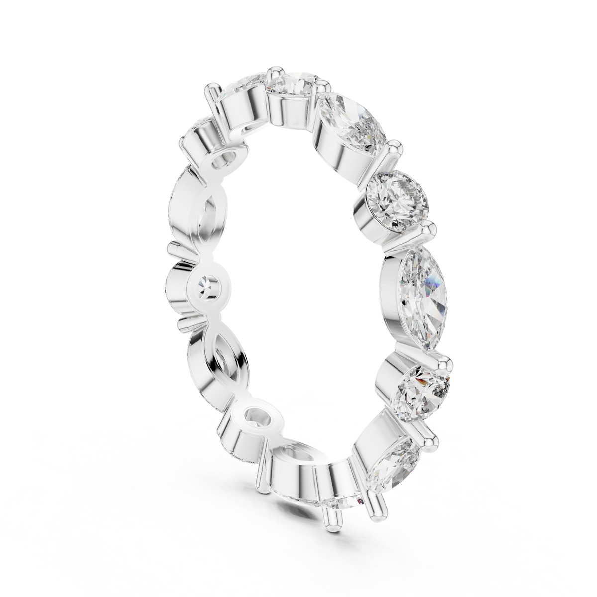 Round And Marquise Cut Brilliant Moissanite VVS1 Eternity Band