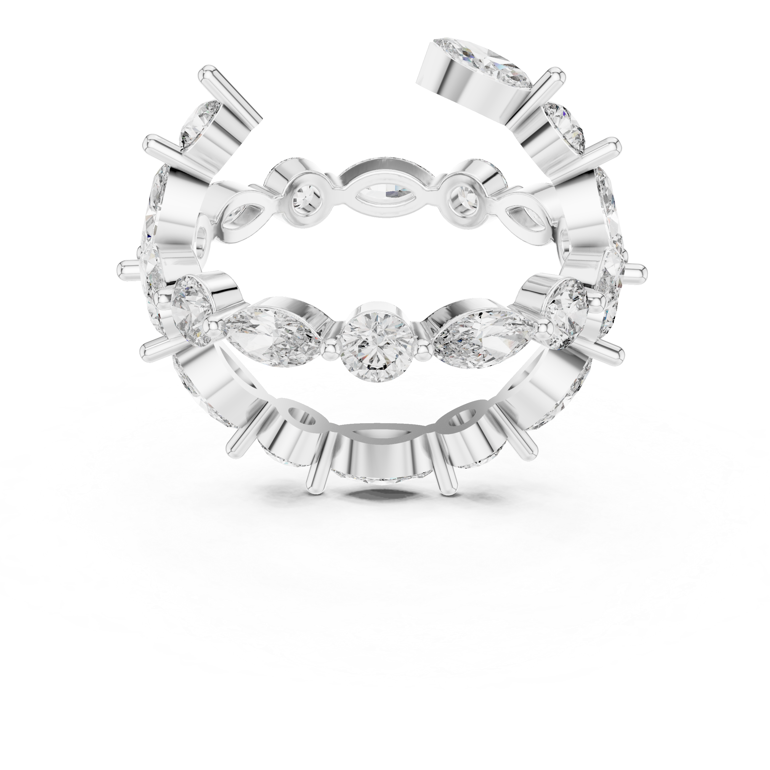 Round And Marquise Cut Brilliant Moissanite VVS1 Eternity Band
