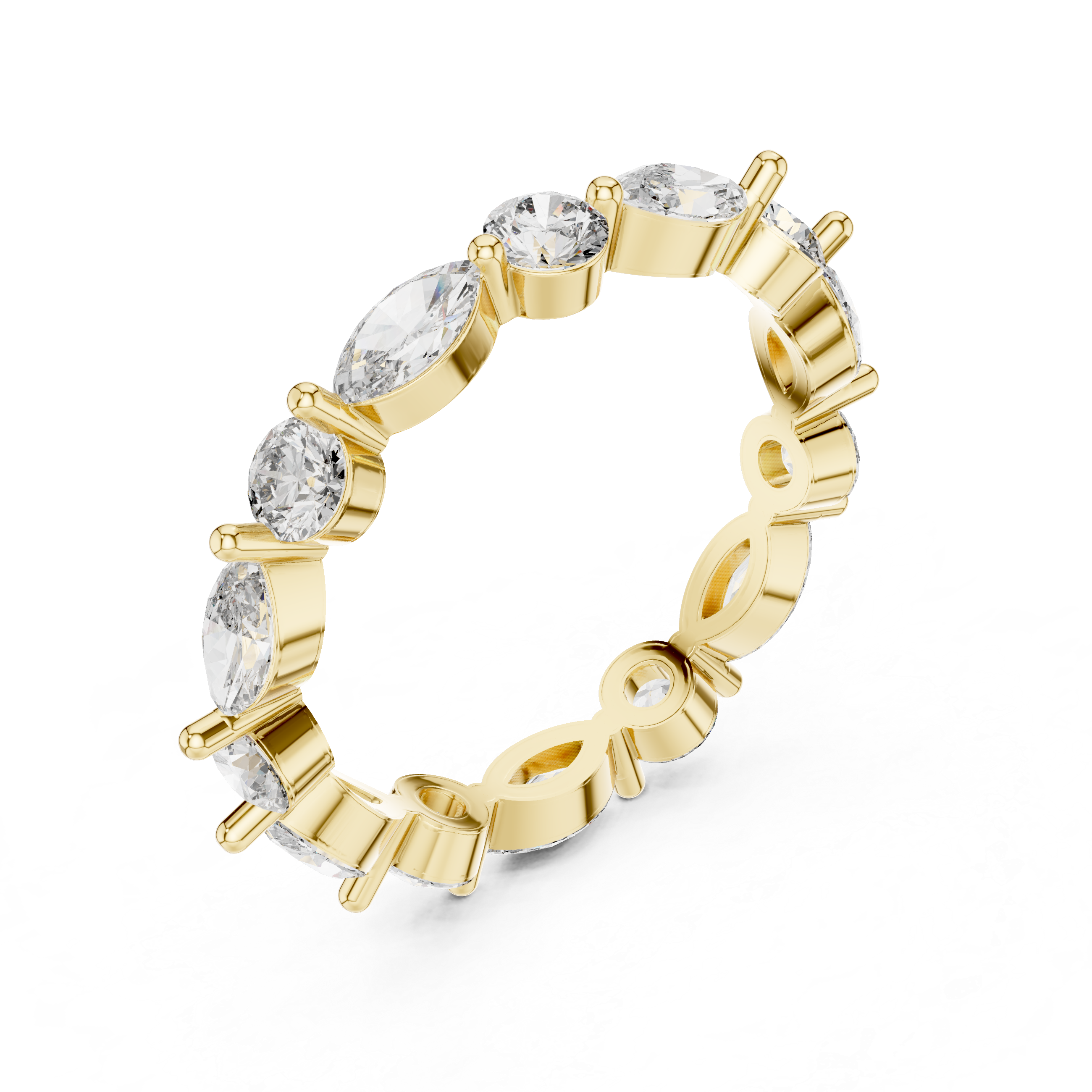 Round And Marquise Cut Brilliant Moissanite VVS1 Eternity Band