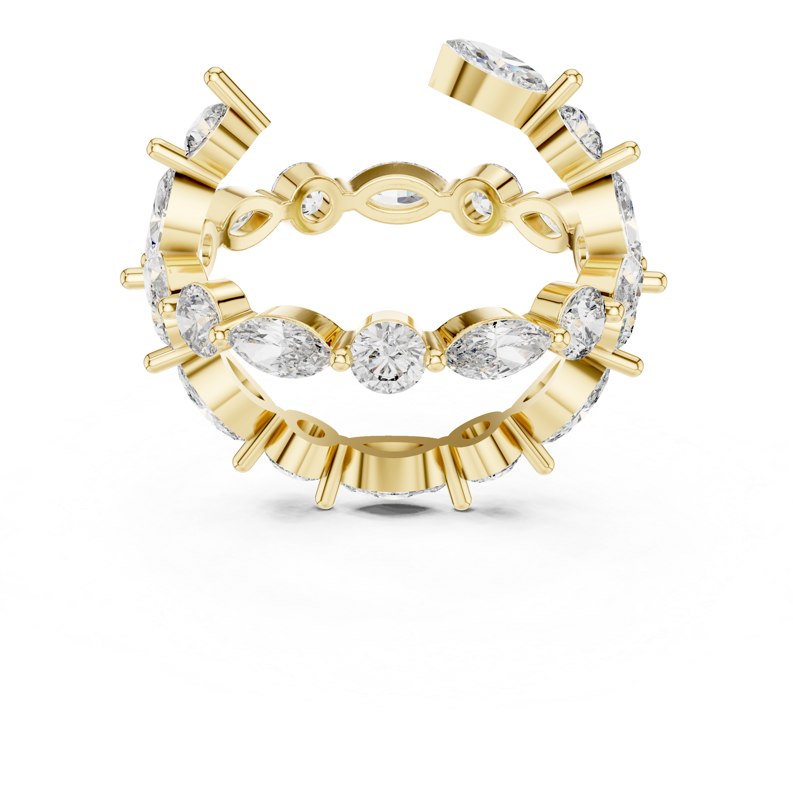 Round And Marquise Cut Brilliant Moissanite VVS1 Eternity Band