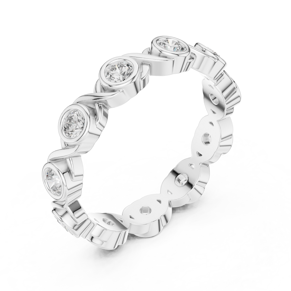 Round Cut Brilliant Moissanite VVS1 Eternity Band