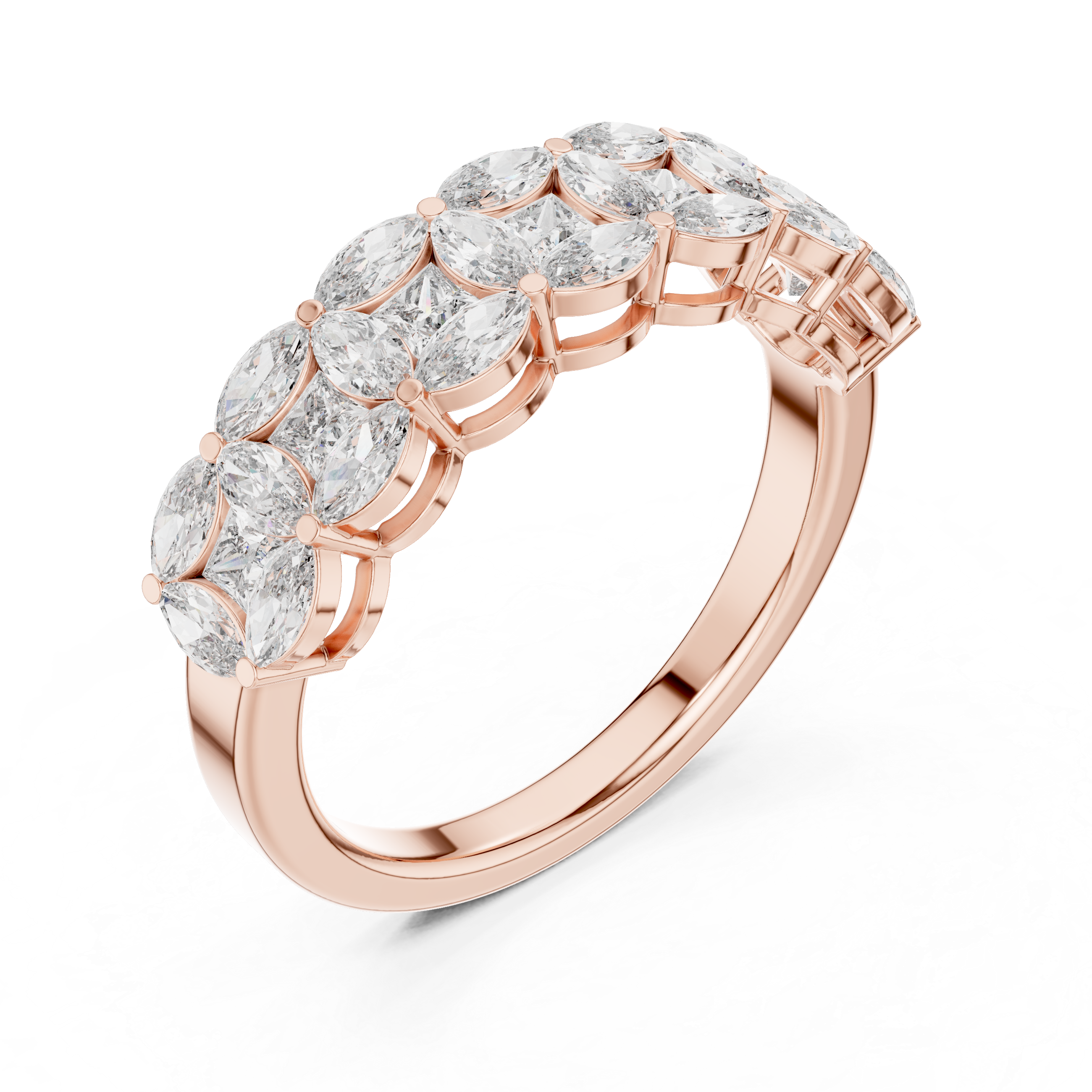 Princess And Marquise Cut Brilliant Moissanite VVS1 Eternity Band