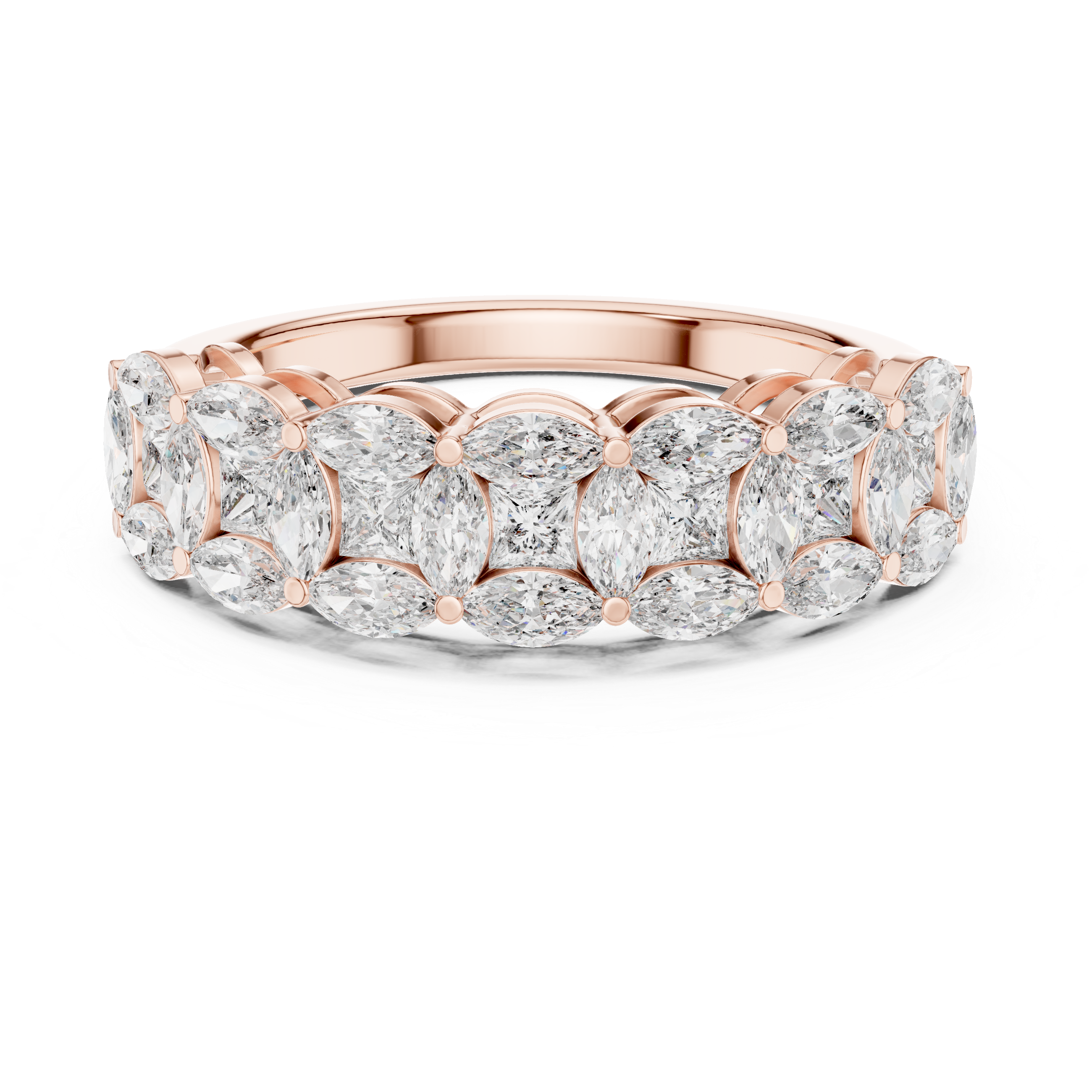 Princess And Marquise Cut Brilliant Moissanite VVS1 Eternity Band