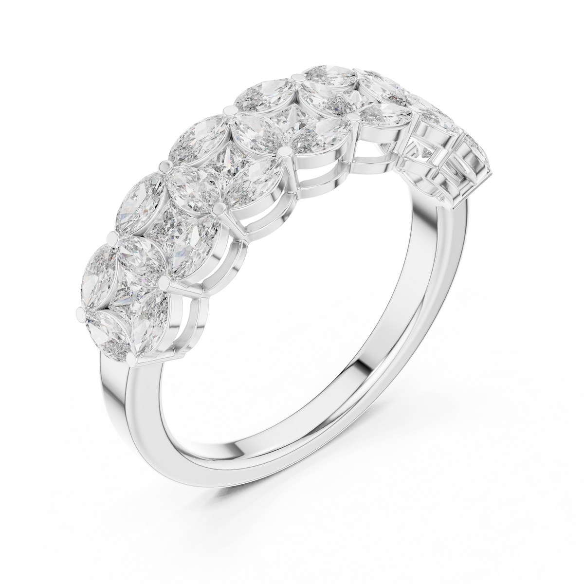 Princess And Marquise Cut Brilliant Moissanite VVS1 Eternity Band