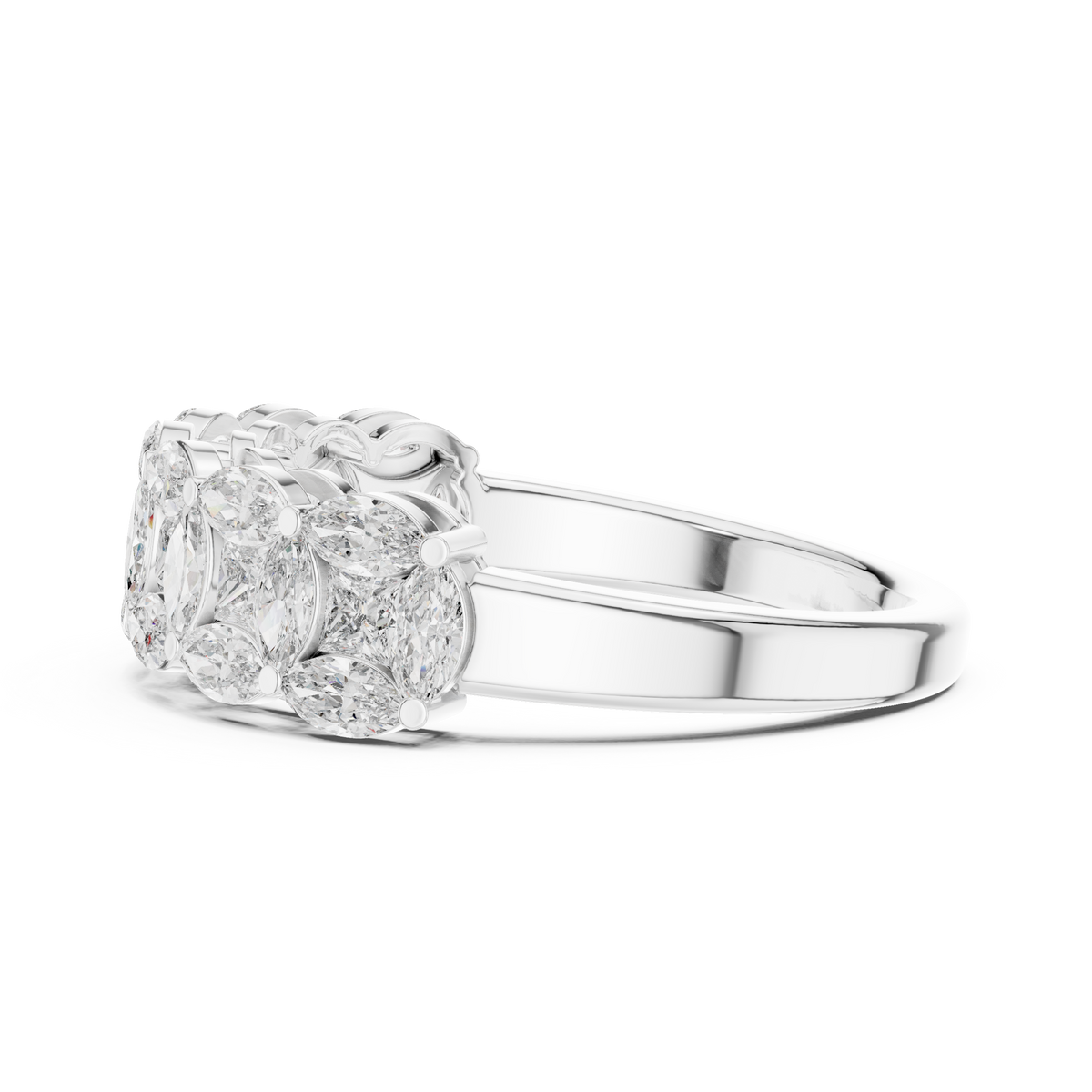 Princess And Marquise Cut Brilliant Moissanite VVS1 Eternity Band