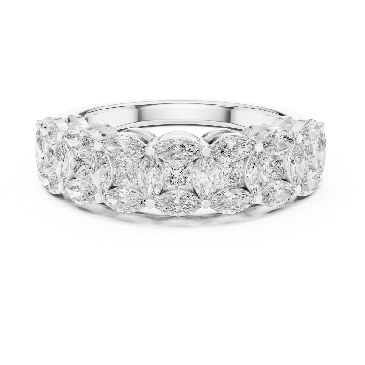 Princess And Marquise Cut Brilliant Moissanite VVS1 Eternity Band