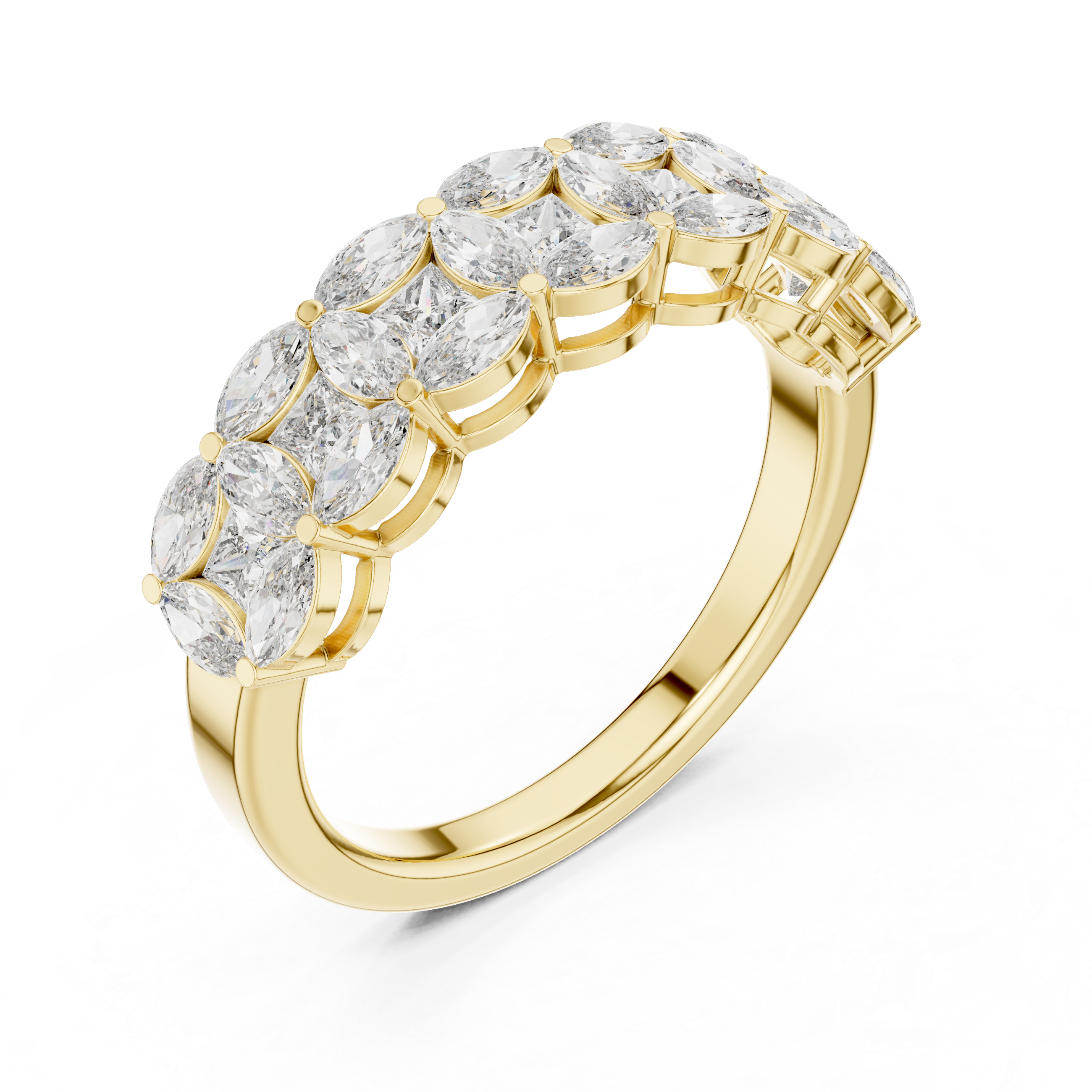 Princess And Marquise Cut Brilliant Moissanite VVS1 Eternity Band