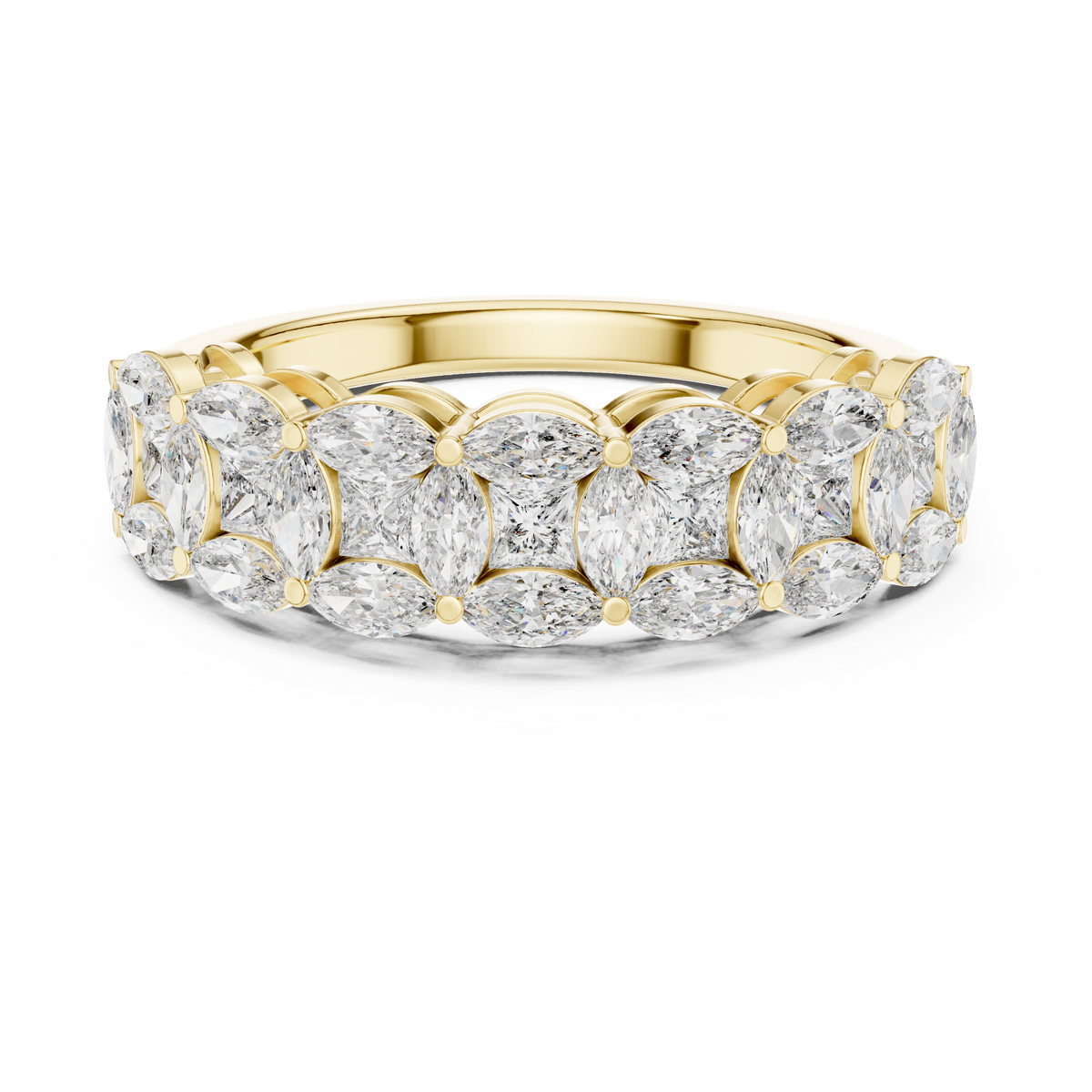 Princess And Marquise Cut Brilliant Moissanite VVS1 Eternity Band