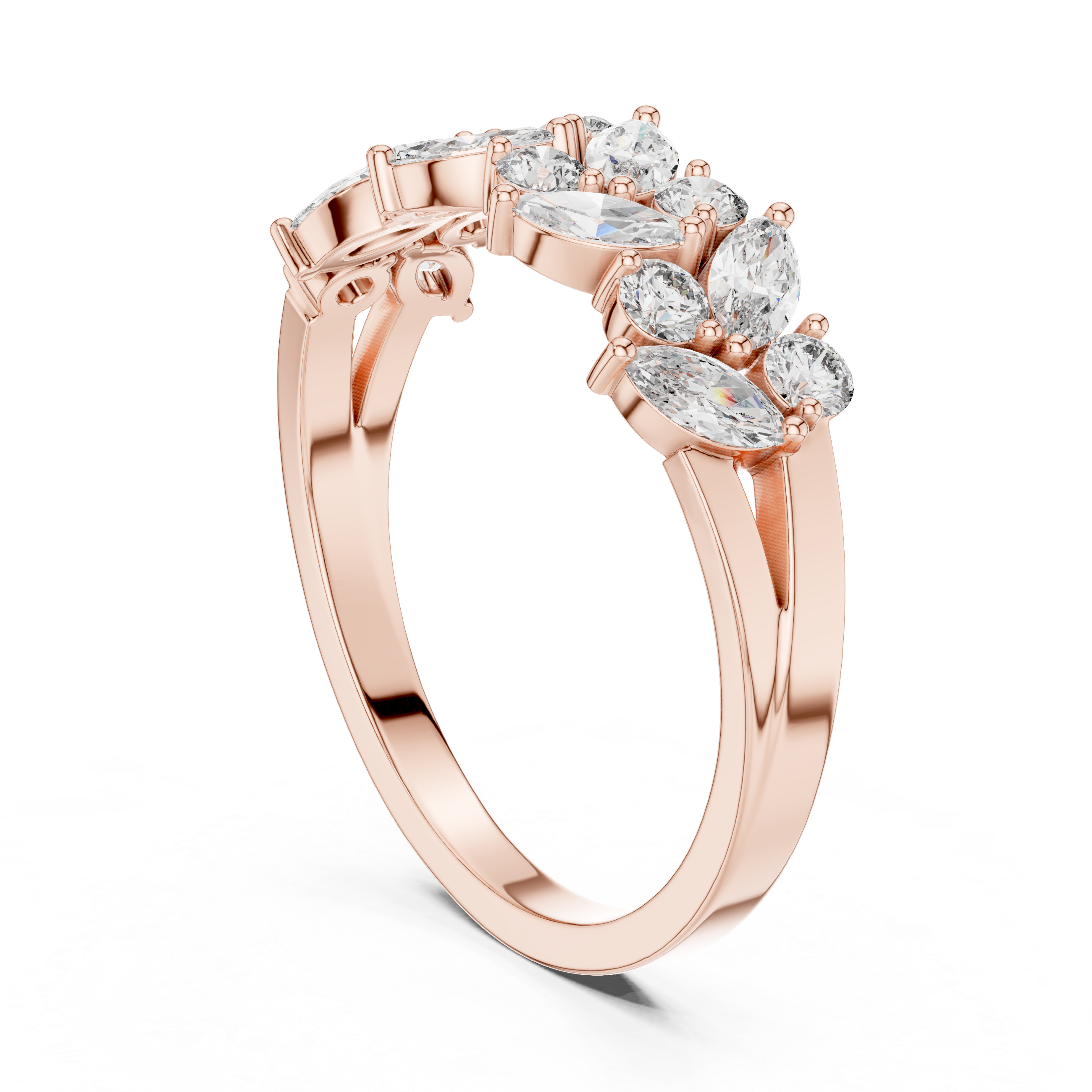 Marquise And Round Cut Brilliant Moissanite VVS1 Eternity Band