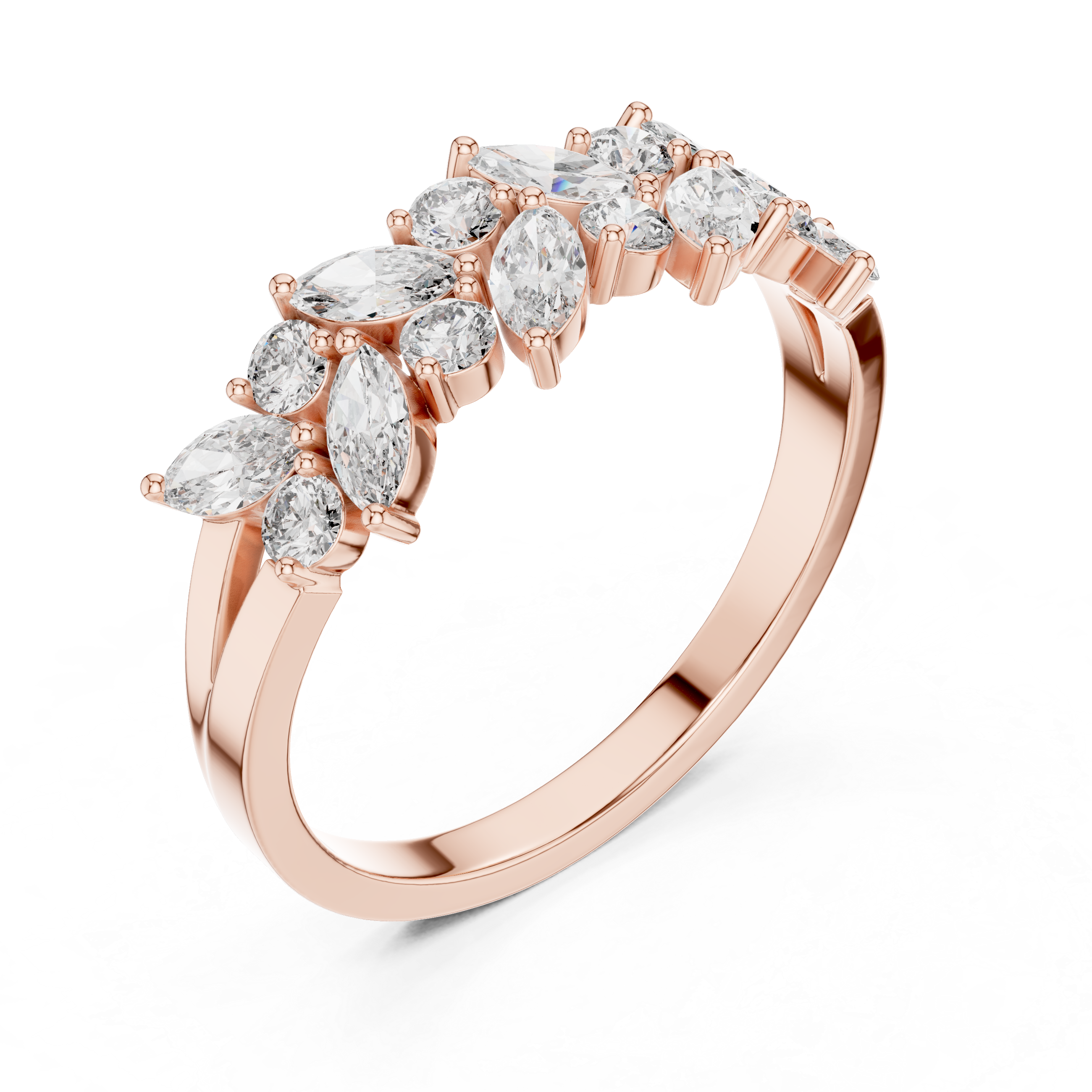 Marquise And Round Cut Brilliant Moissanite VVS1 Eternity Band