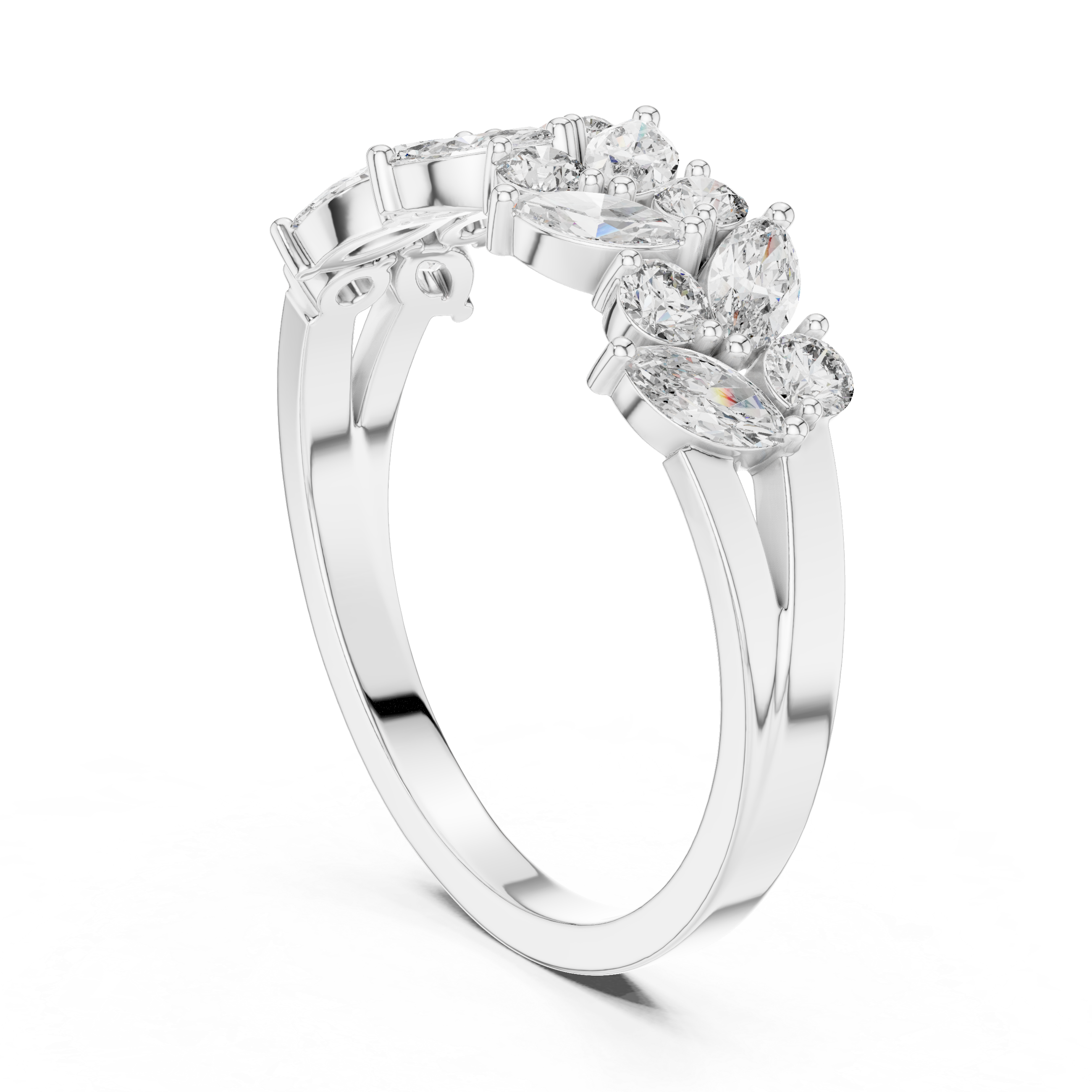 Marquise And Round Cut Brilliant Moissanite VVS1 Eternity Band