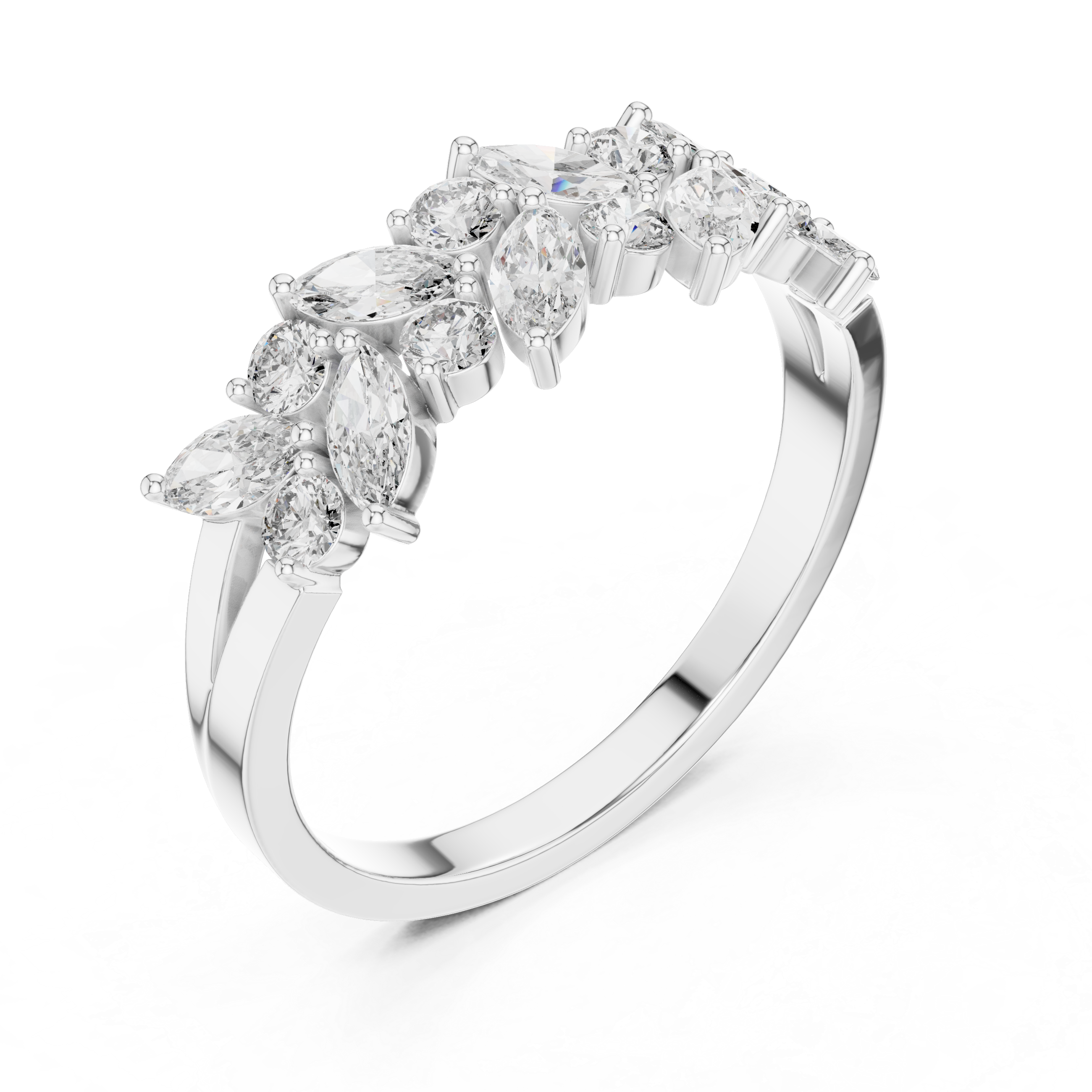 Marquise And Round Cut Brilliant Moissanite VVS1 Eternity Band