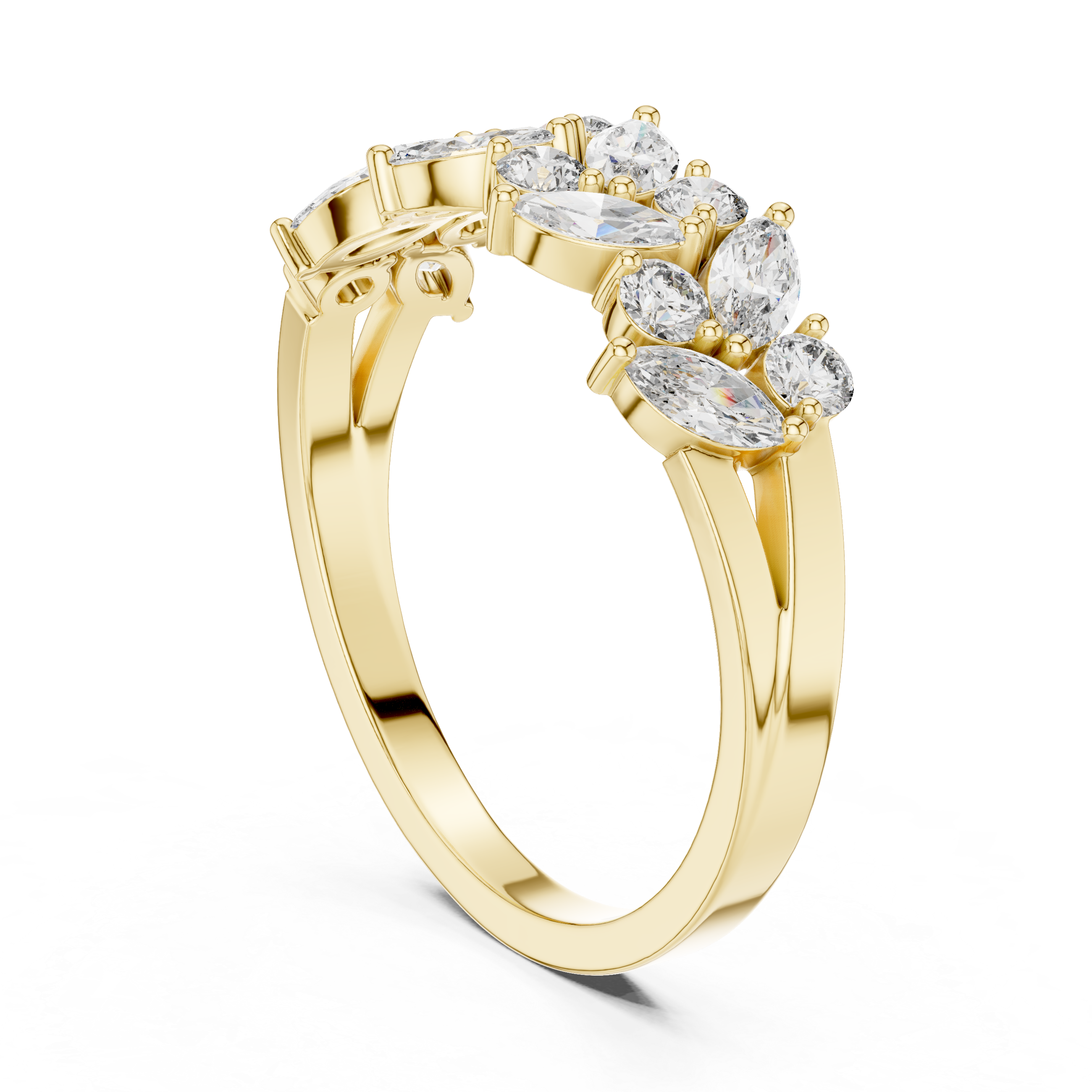 Marquise And Round Cut Brilliant Moissanite VVS1 Eternity Band