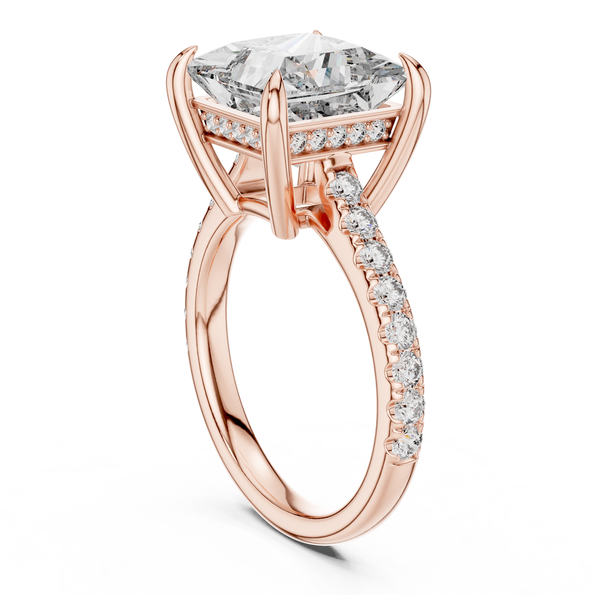 Princess And Round Brilliant Moissanite VVS1 Eternity Engagement Ring