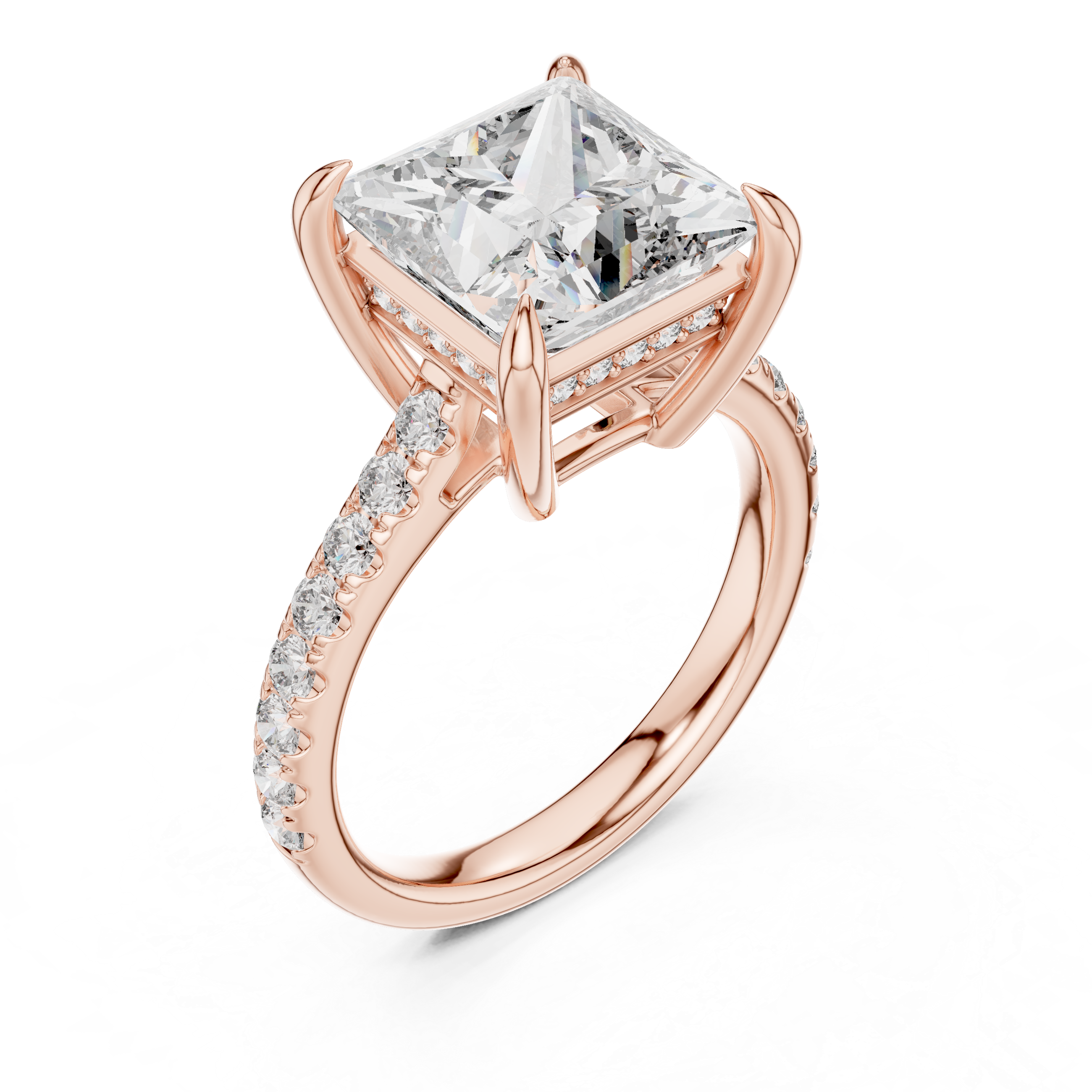 Princess And Round Brilliant Moissanite VVS1 Eternity Engagement Ring