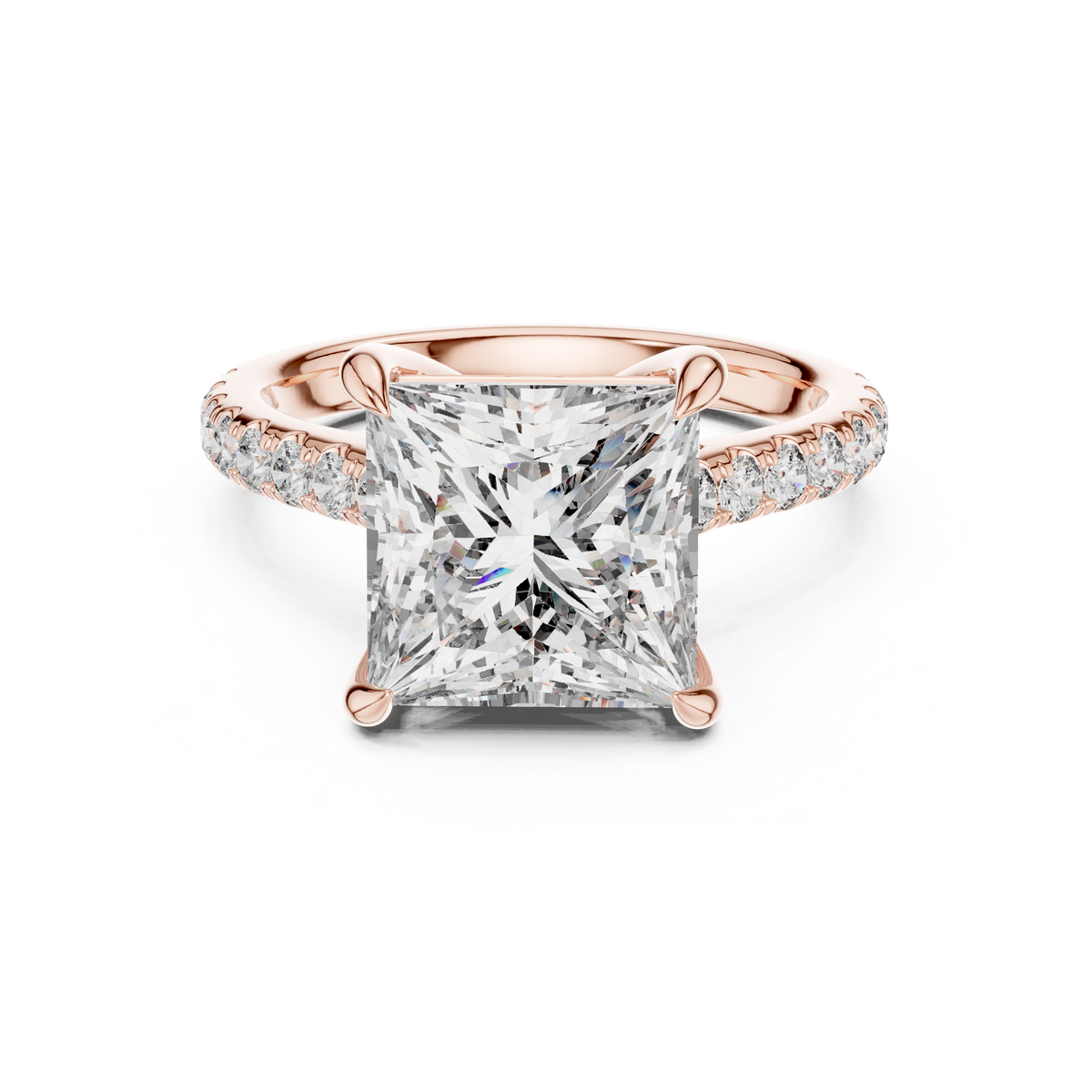 Princess And Round Brilliant Moissanite VVS1 Eternity Engagement Ring
