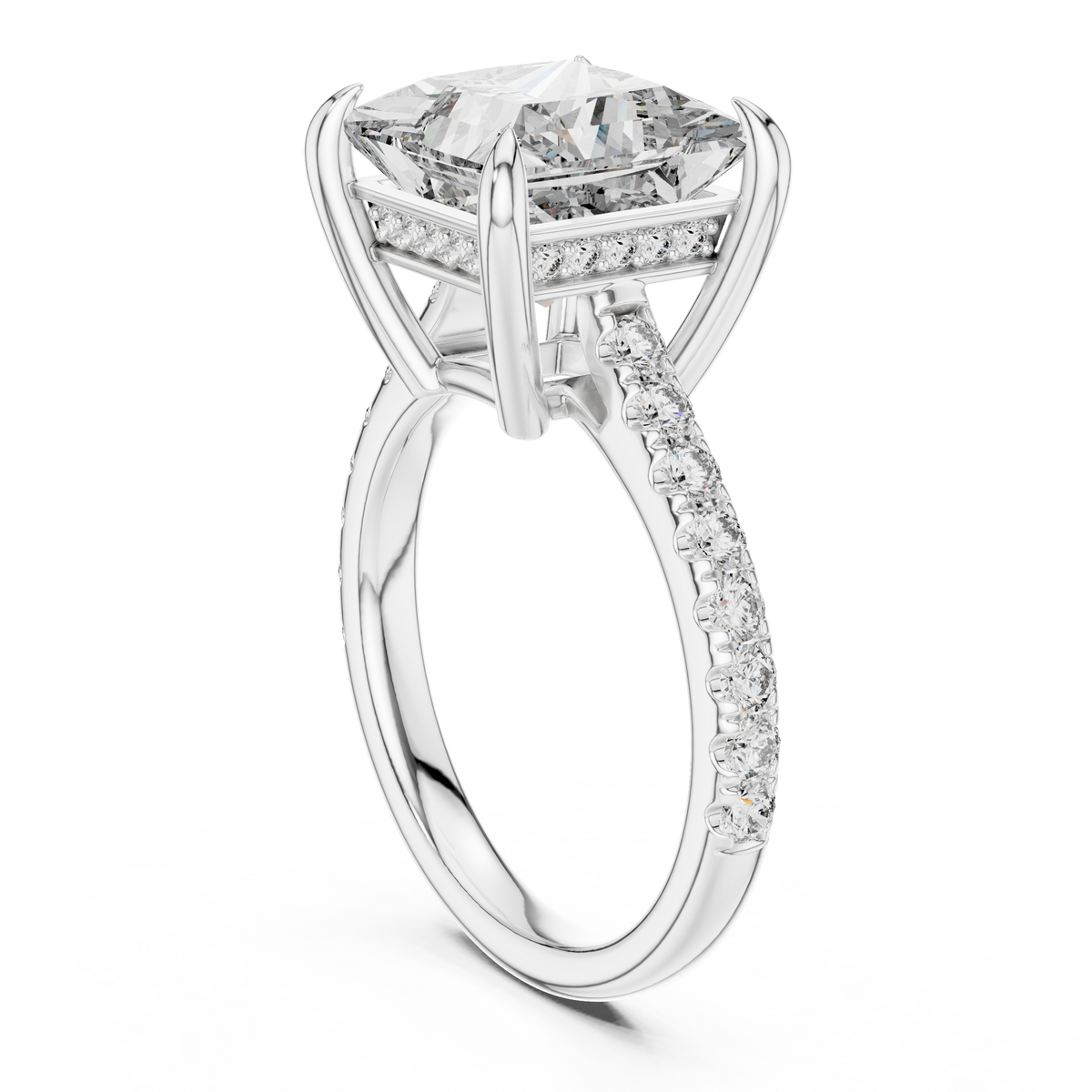 Princess And Round Brilliant Moissanite VVS1 Eternity Engagement Ring