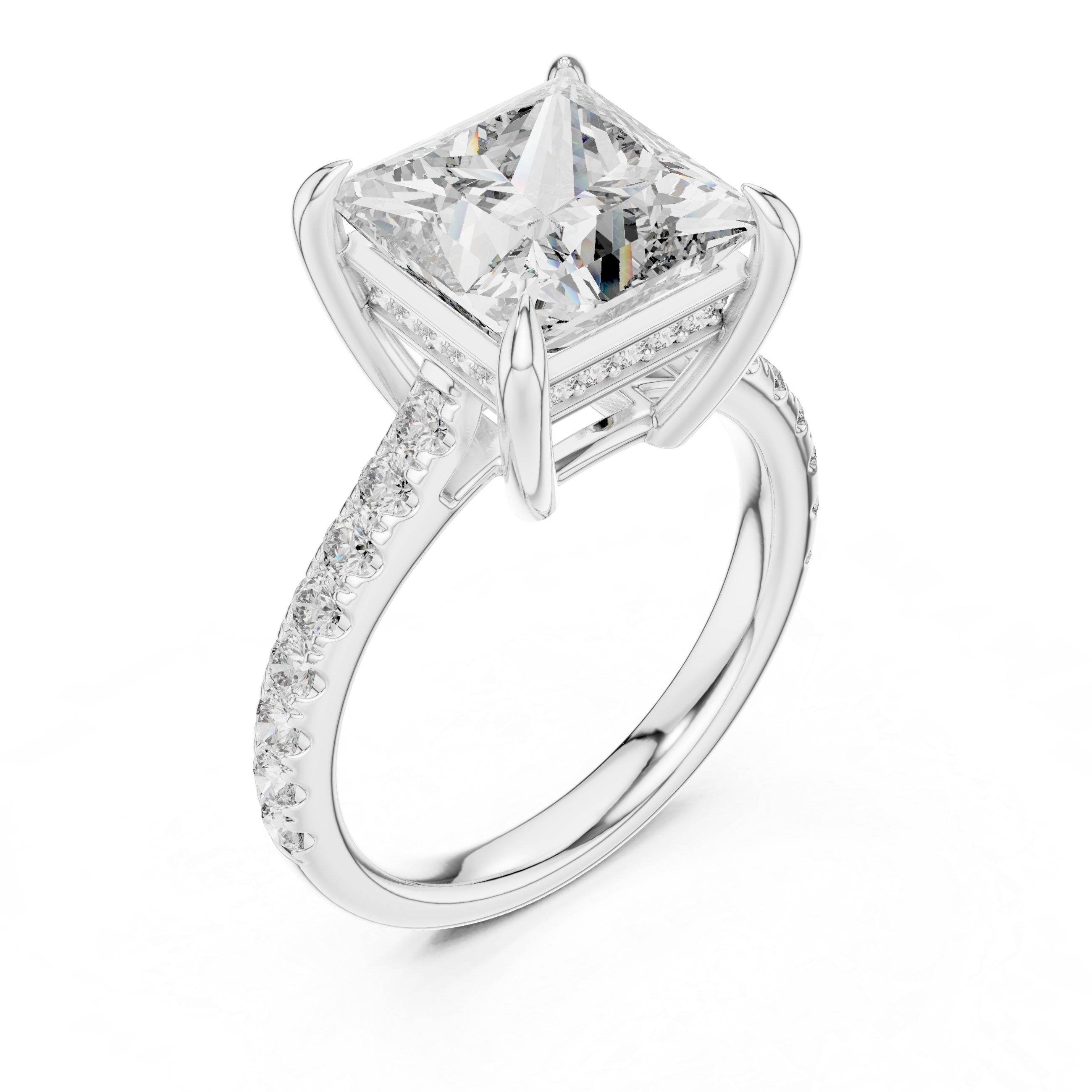 Princess And Round Brilliant Moissanite VVS1 Eternity Engagement Ring