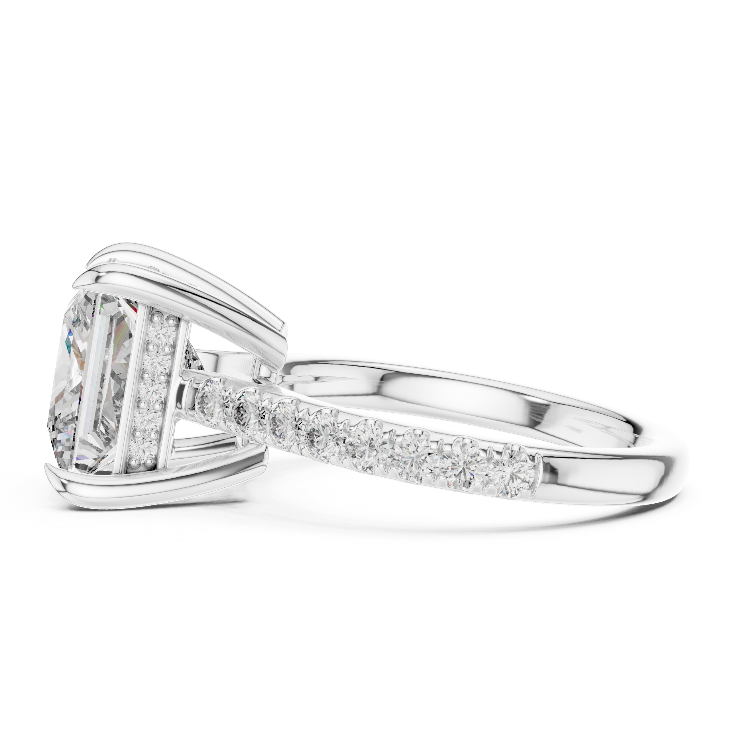 Princess And Round Brilliant Moissanite VVS1 Eternity Engagement Ring