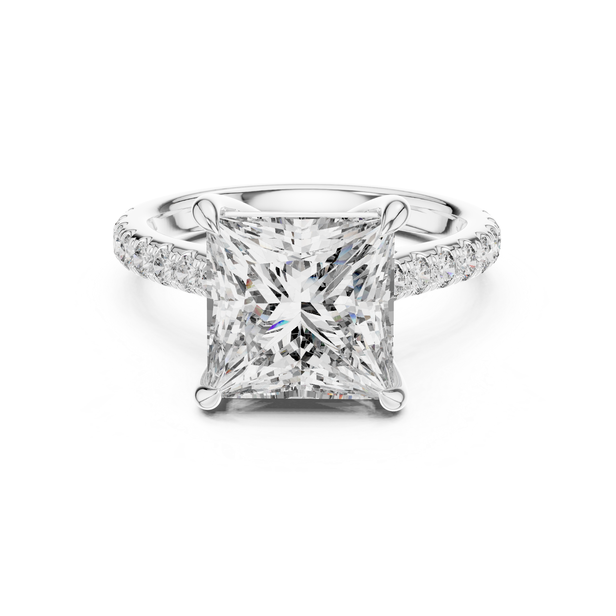 Princess And Round Brilliant Moissanite VVS1 Eternity Engagement Ring
