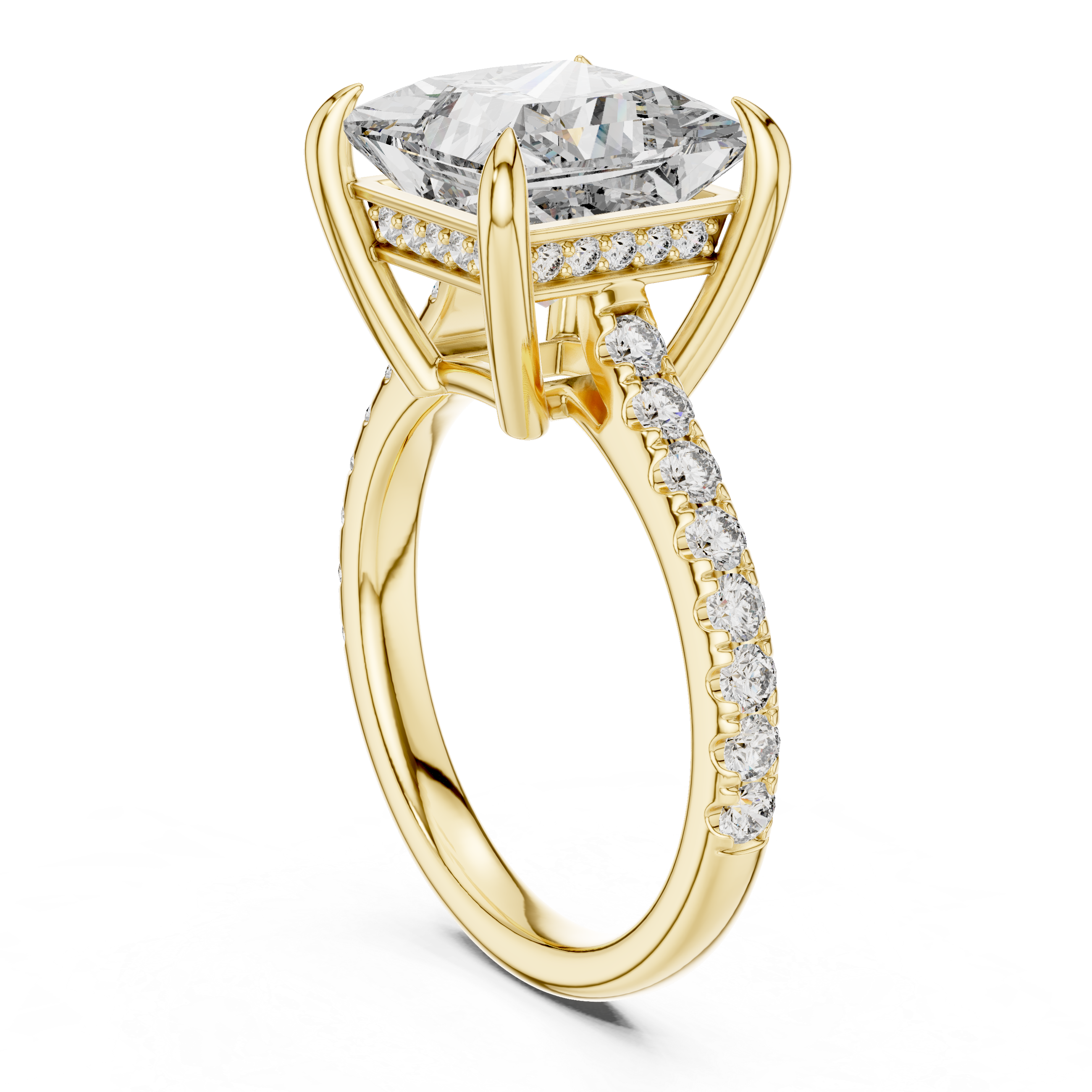 Princess And Round Brilliant Moissanite VVS1 Eternity Engagement Ring