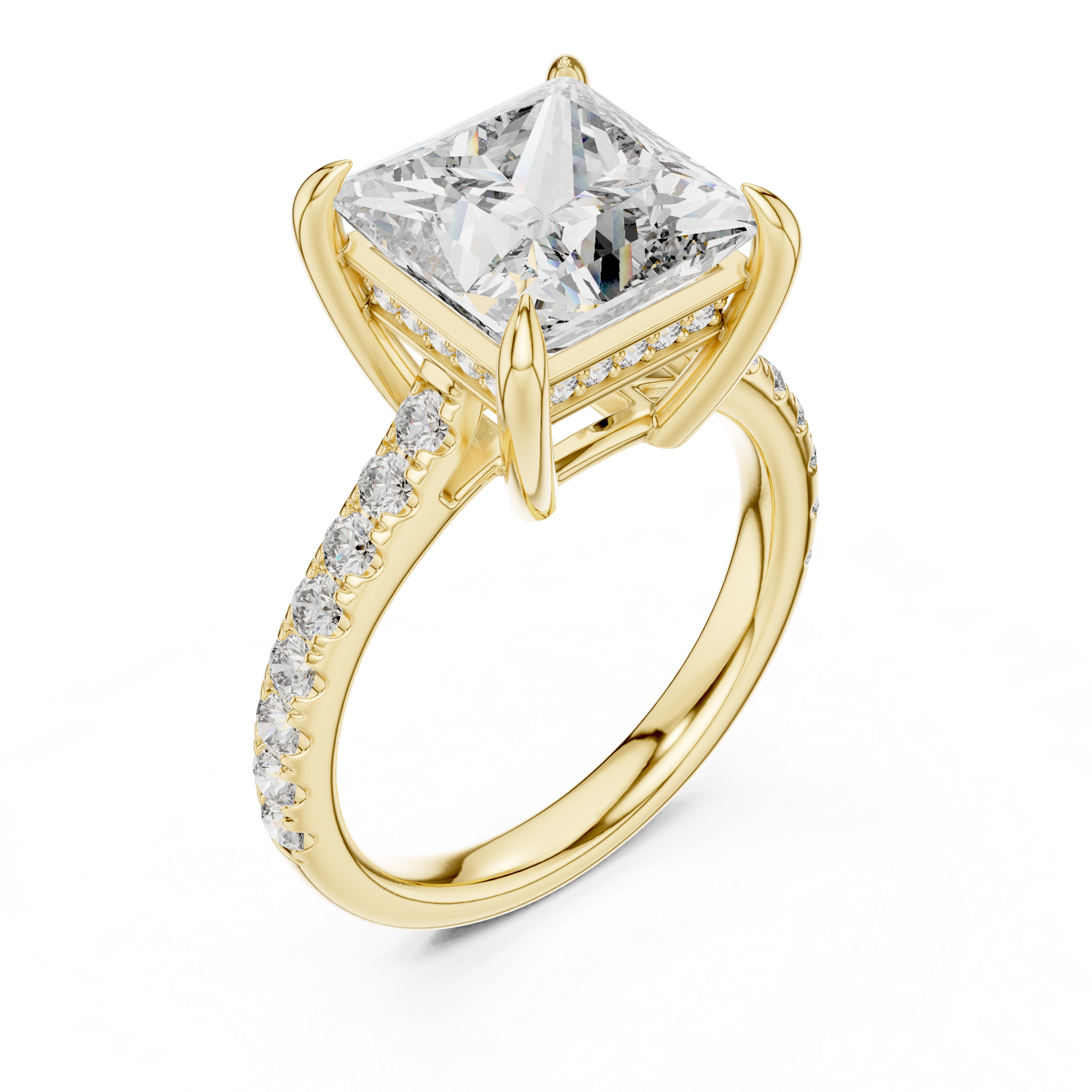Princess And Round Brilliant Moissanite VVS1 Eternity Engagement Ring