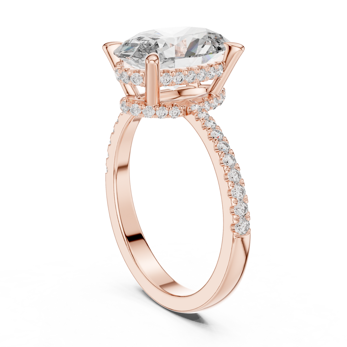 Oval And Round Cut Brilliant Moissanite VVS1 Eternity Engagement Ring