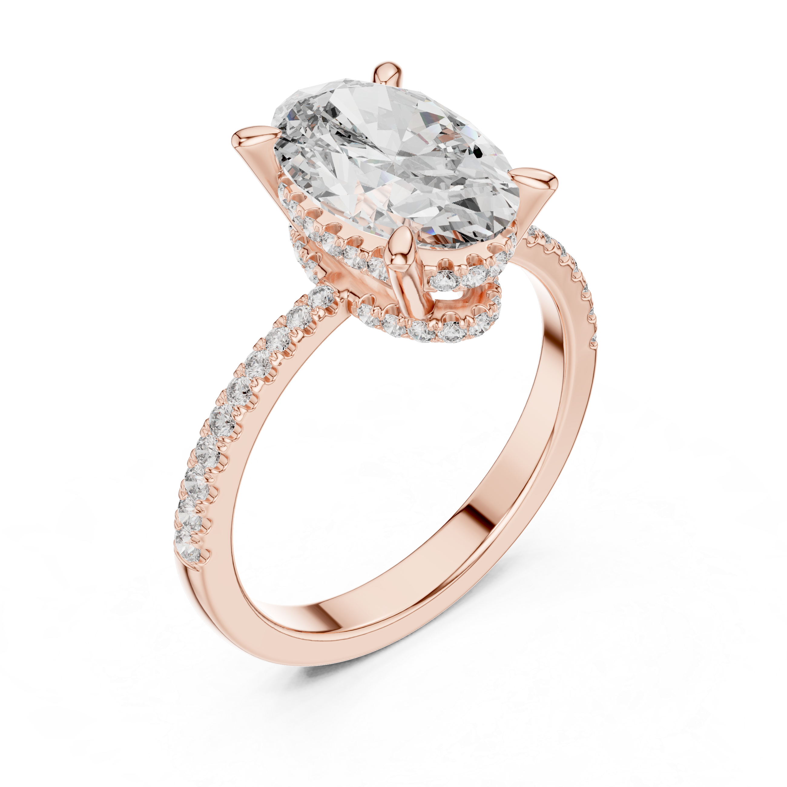 Oval And Round Cut Brilliant Moissanite VVS1 Eternity Engagement Ring