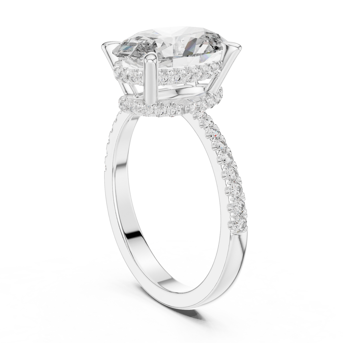 Oval And Round Cut Brilliant Moissanite VVS1 Eternity Engagement Ring