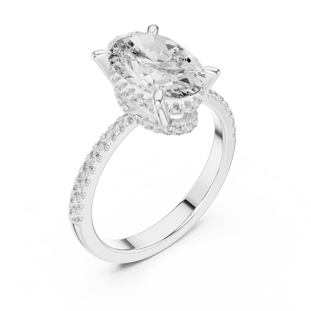 Oval And Round Cut Brilliant Moissanite VVS1 Eternity Engagement Ring