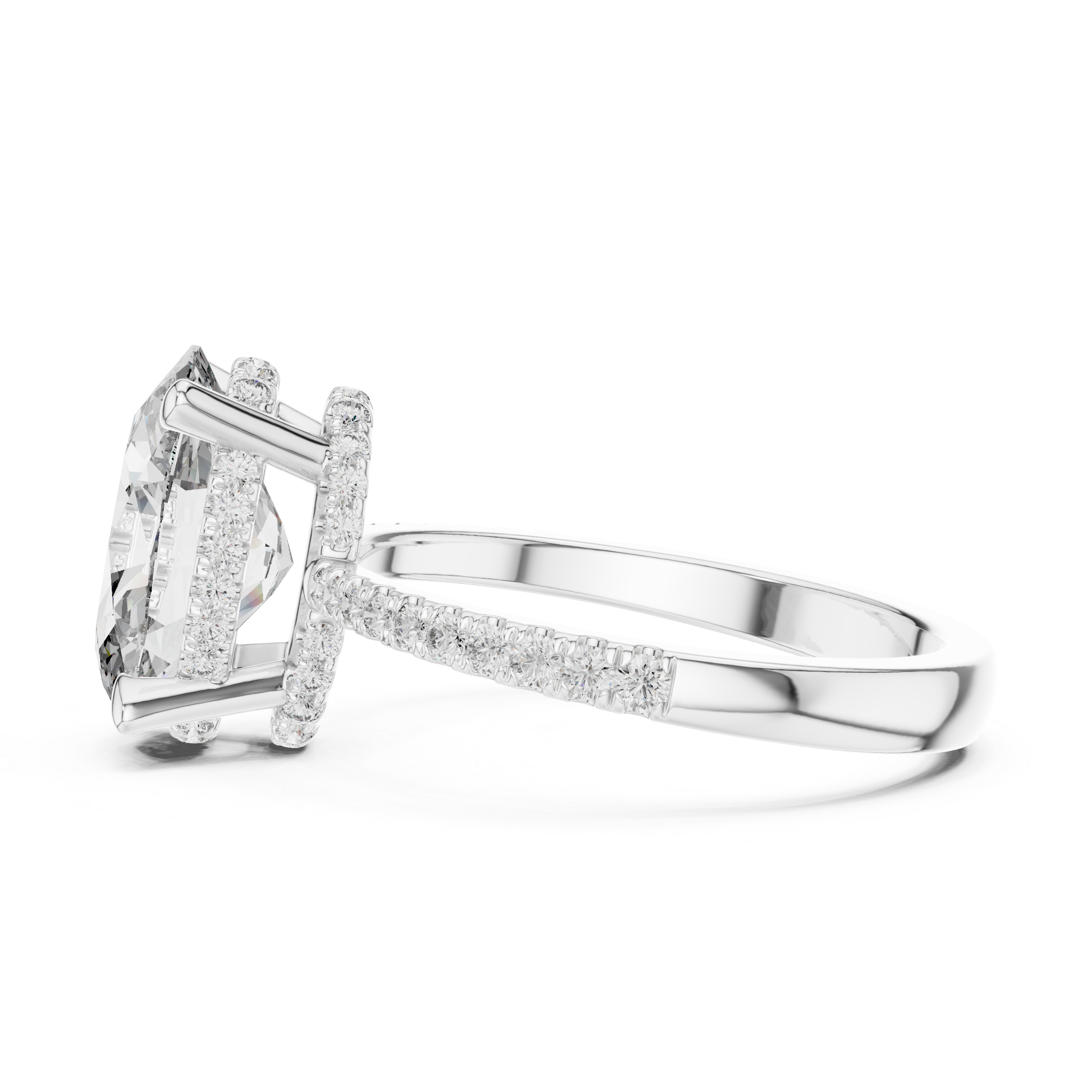 Oval And Round Cut Brilliant Moissanite VVS1 Eternity Engagement Ring