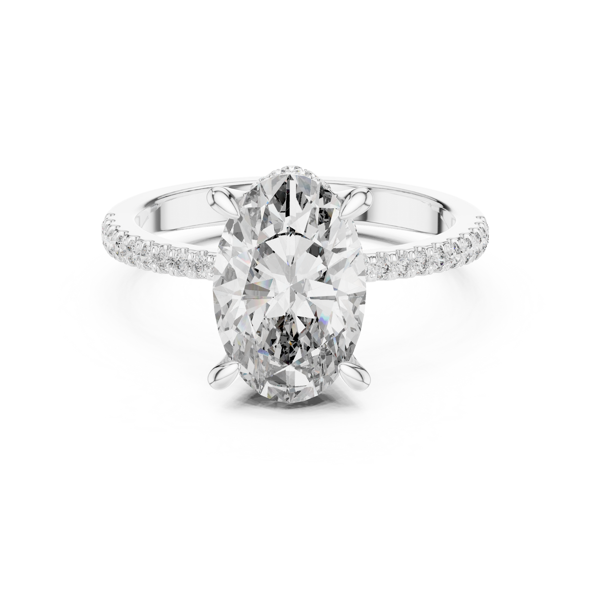 Oval And Round Cut Brilliant Moissanite VVS1 Eternity Engagement Ring