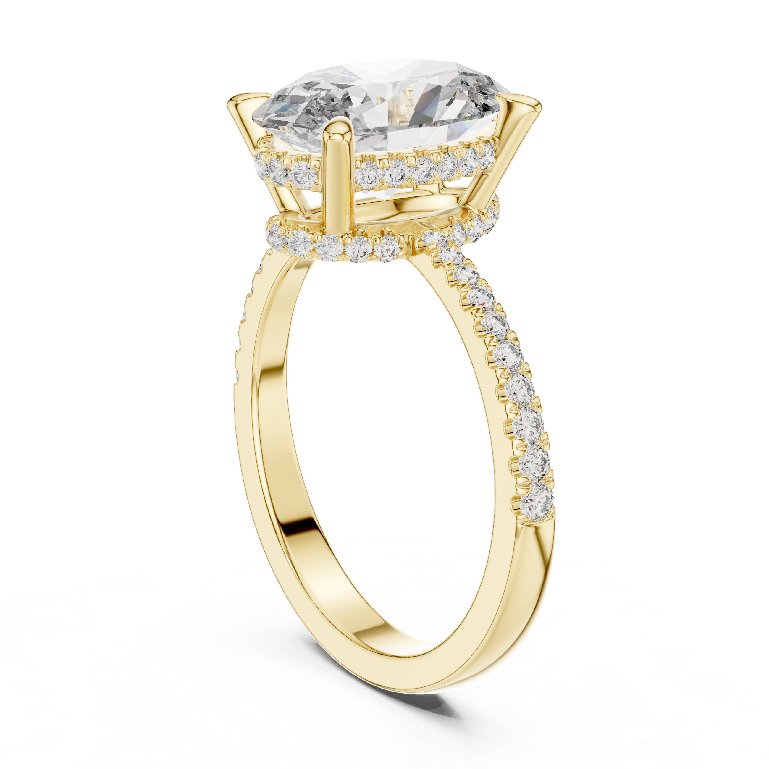 Oval And Round Cut Brilliant Moissanite VVS1 Eternity Engagement Ring