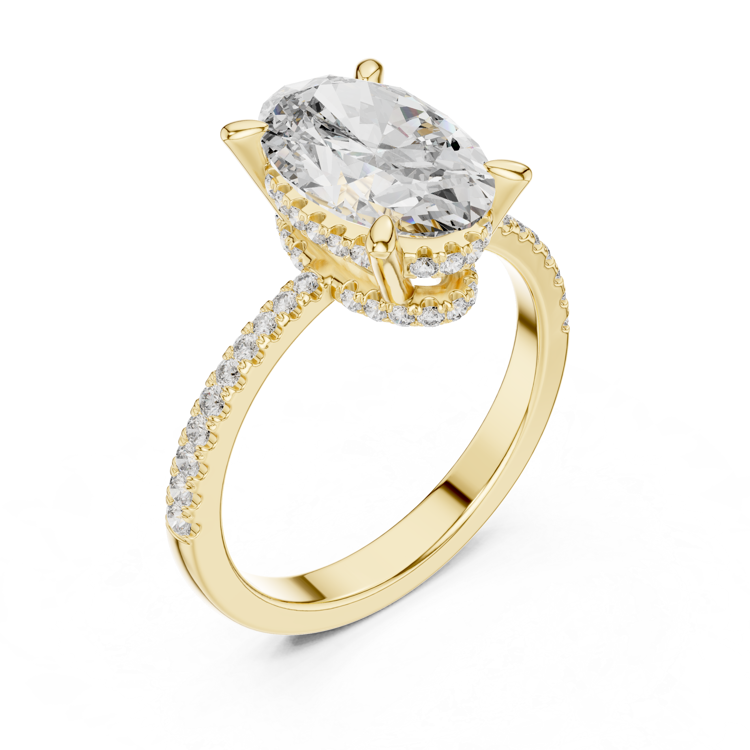 Oval And Round Cut Brilliant Moissanite VVS1 Eternity Engagement Ring