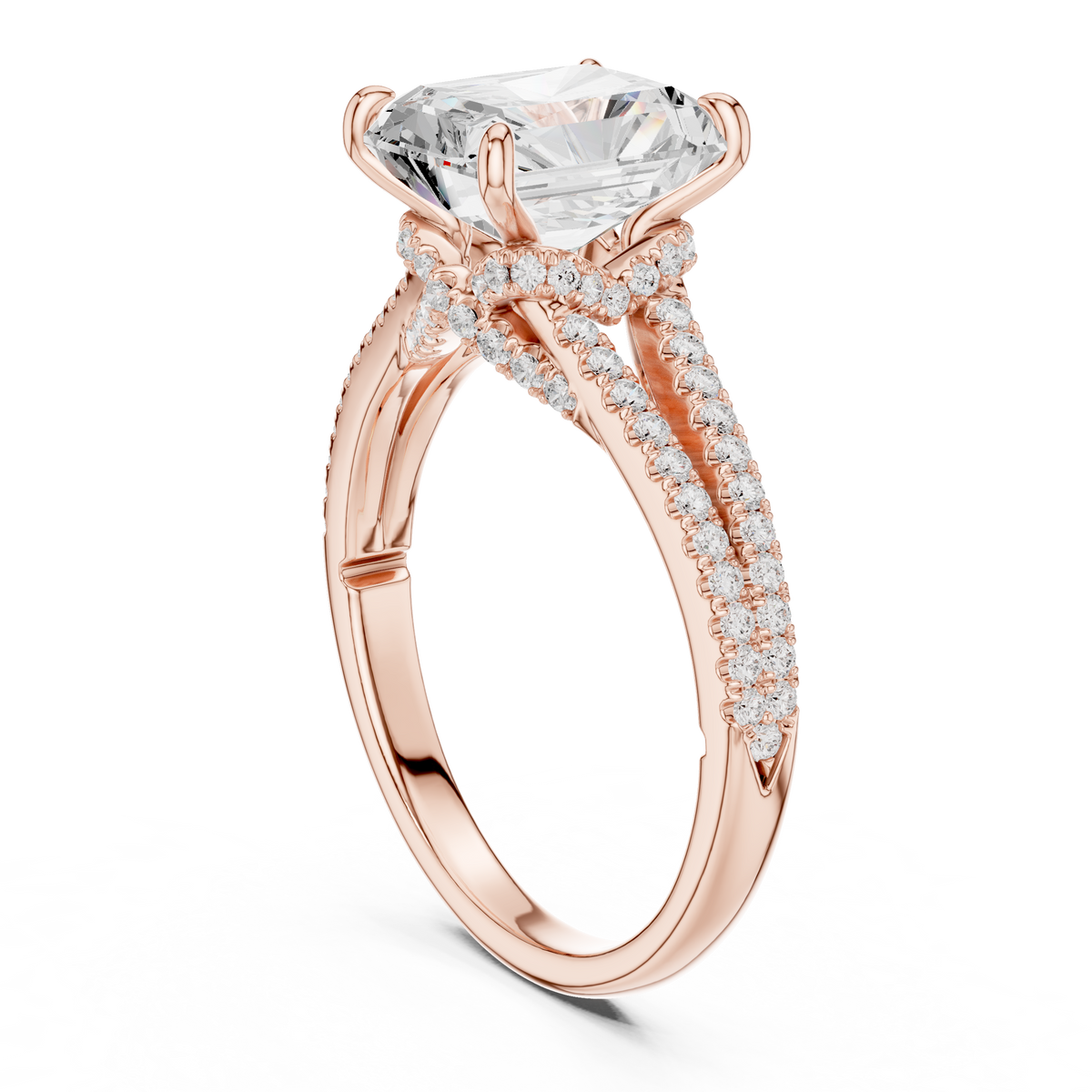 Princess And Round Brilliant Moissanite VVS1 Eternity Engagement Ring