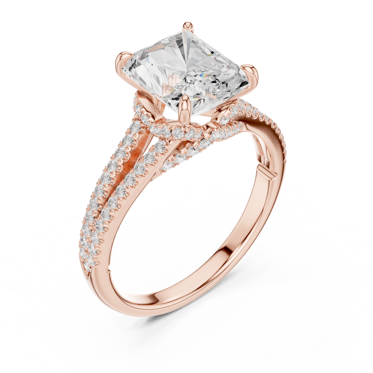Princess And Round Brilliant Moissanite VVS1 Eternity Engagement Ring