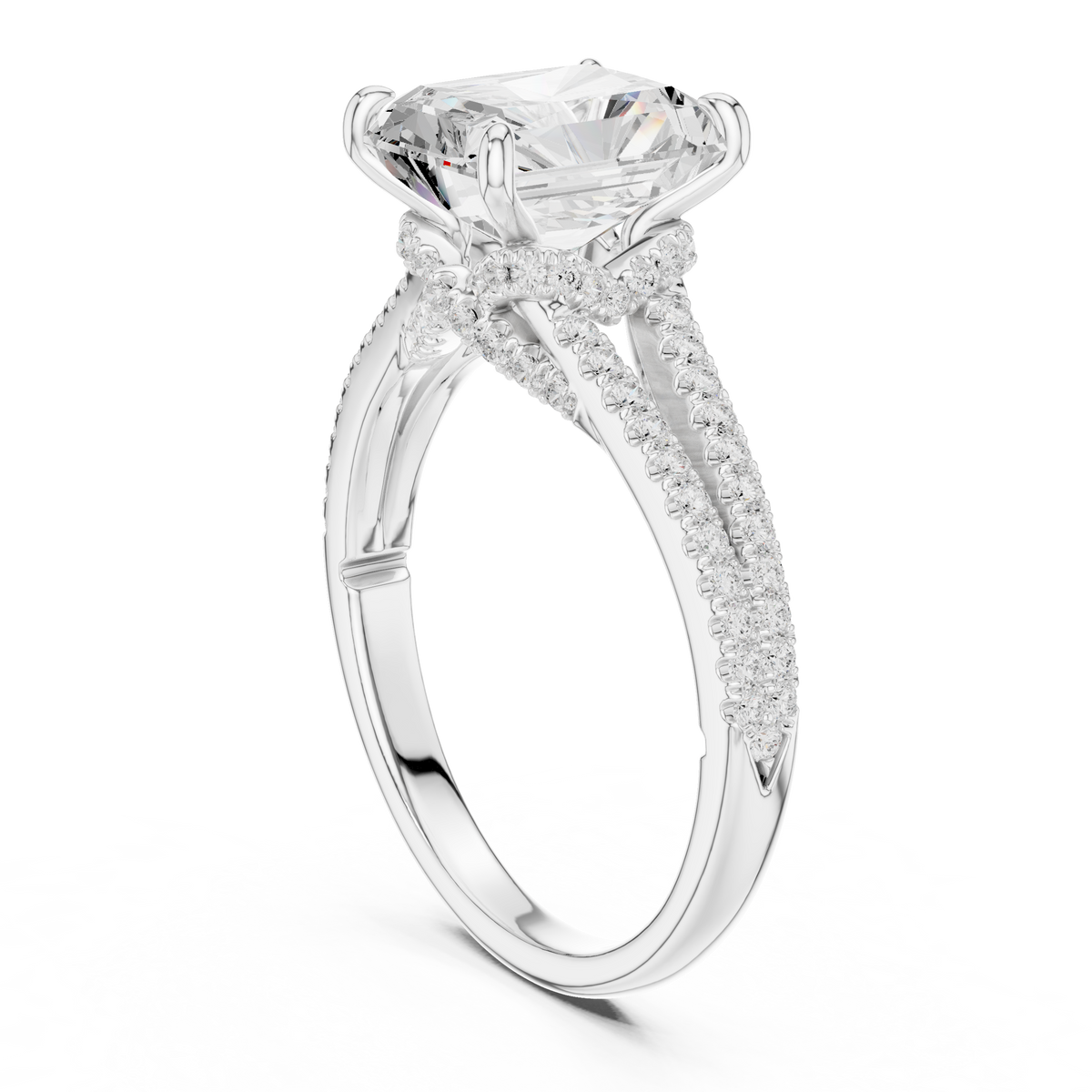 Princess And Round Brilliant Moissanite VVS1 Eternity Engagement Ring