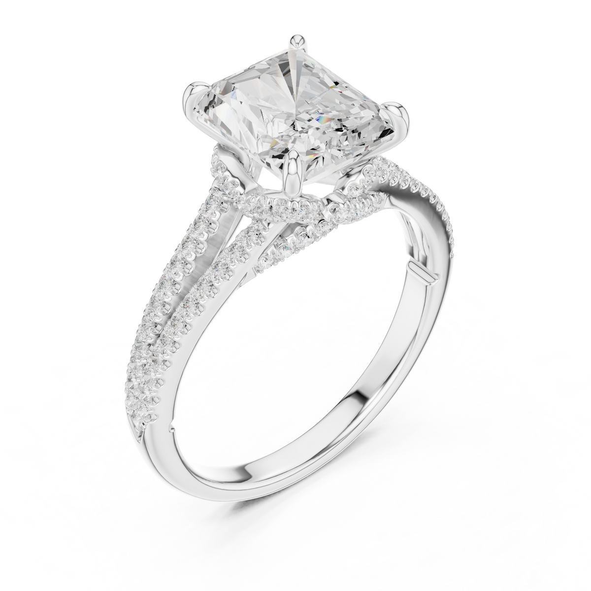 Princess And Round Brilliant Moissanite VVS1 Eternity Engagement Ring