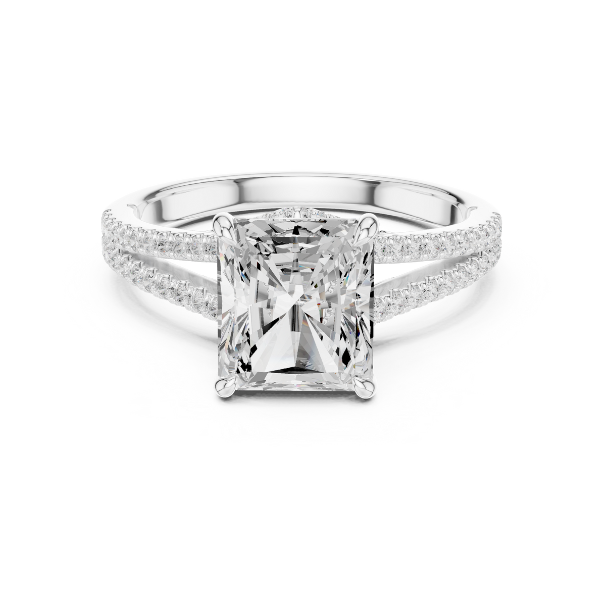 Princess And Round Brilliant Moissanite VVS1 Eternity Engagement Ring