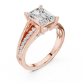 Emerald And Round Brilliant Moissanite VVS1 Eternity Engagement Ring