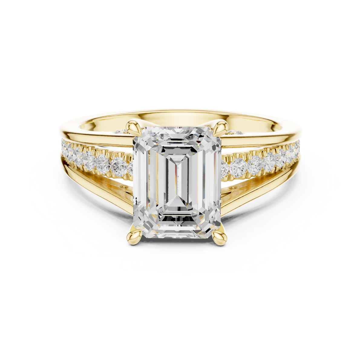 Emerald And Round Brilliant Moissanite VVS1 Eternity Engagement Ring