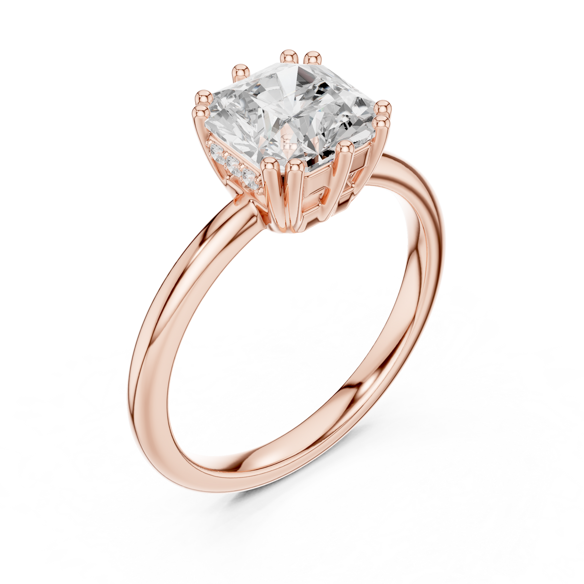 Asscher And Round Cut Brilliant Moissanite VVS1 Eternity Engagement Ring