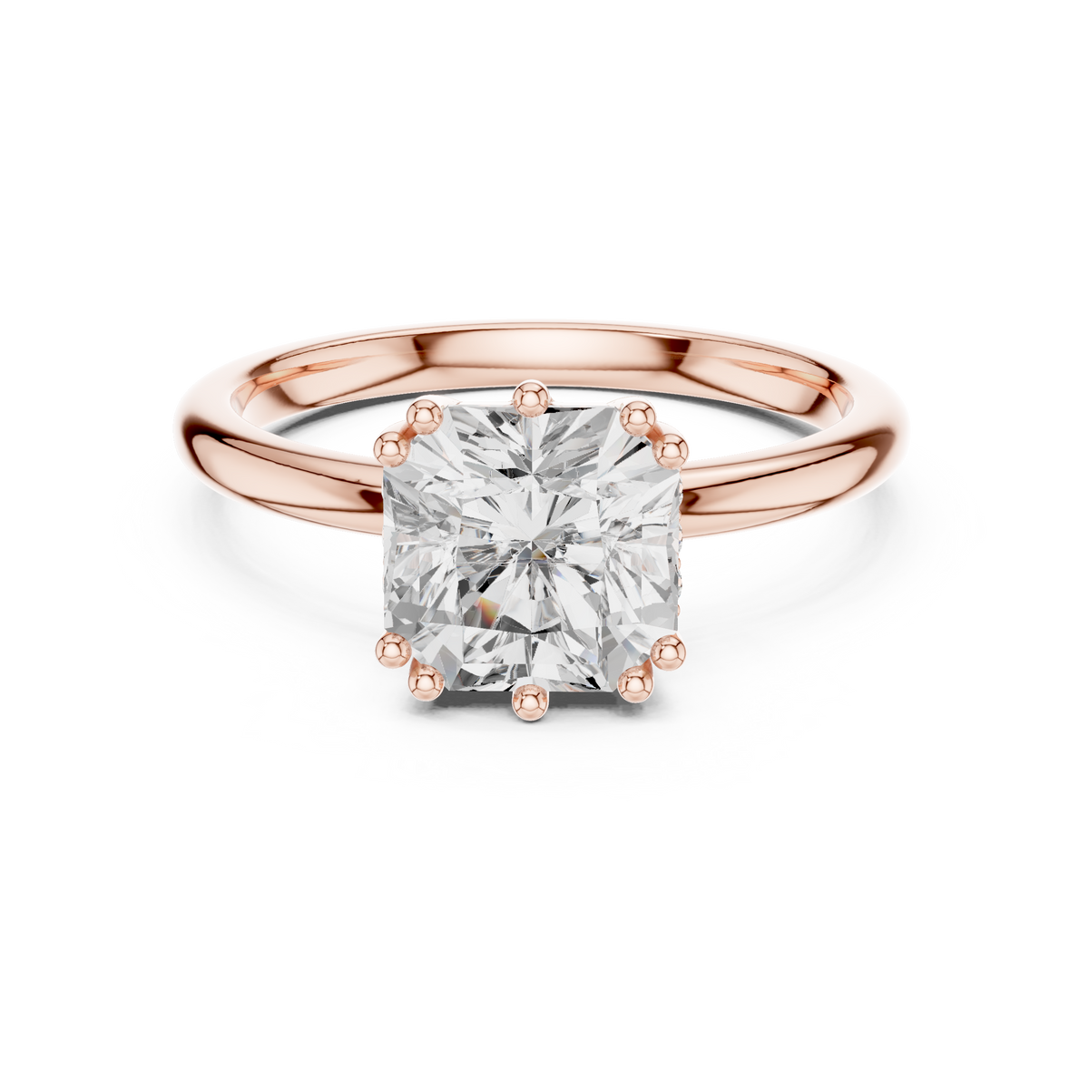 Asscher And Round Cut Brilliant Moissanite VVS1 Eternity Engagement Ring