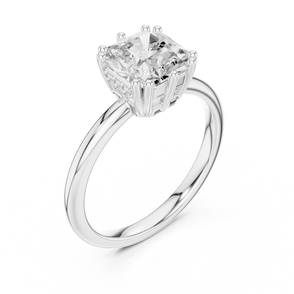Asscher And Round Cut Brilliant Moissanite VVS1 Eternity Engagement Ring