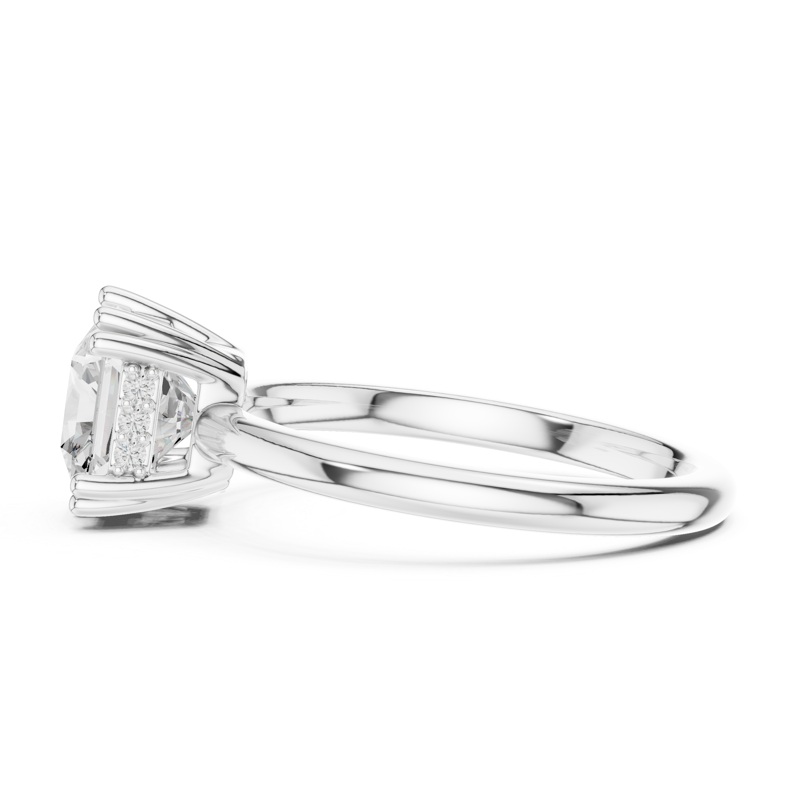 Asscher And Round Cut Brilliant Moissanite VVS1 Eternity Engagement Ring