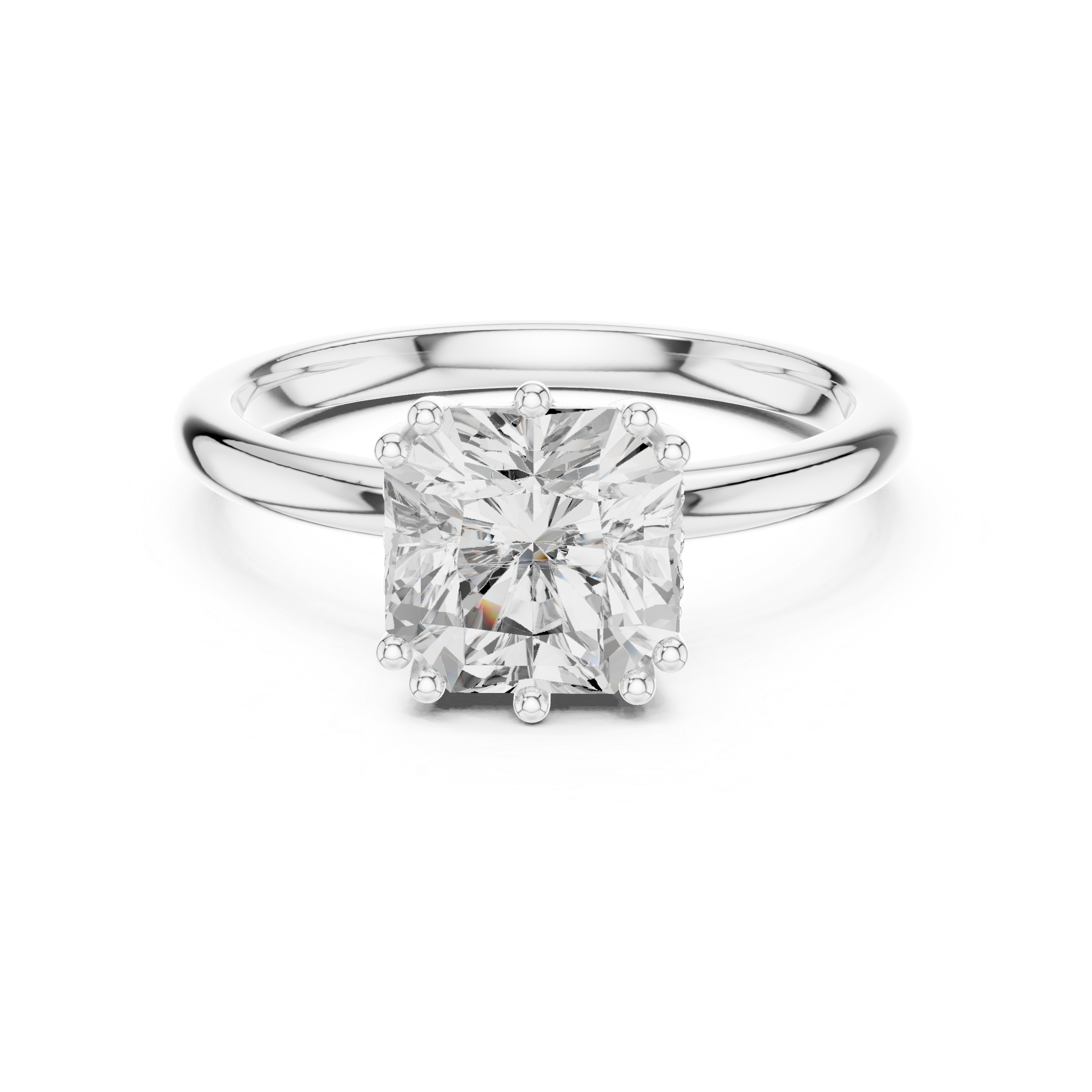 Asscher And Round Cut Brilliant Moissanite VVS1 Eternity Engagement Ring
