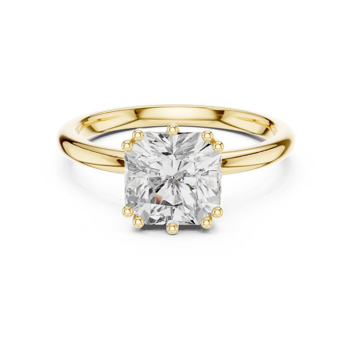Asscher And Round Cut Brilliant Moissanite VVS1 Eternity Engagement Ring